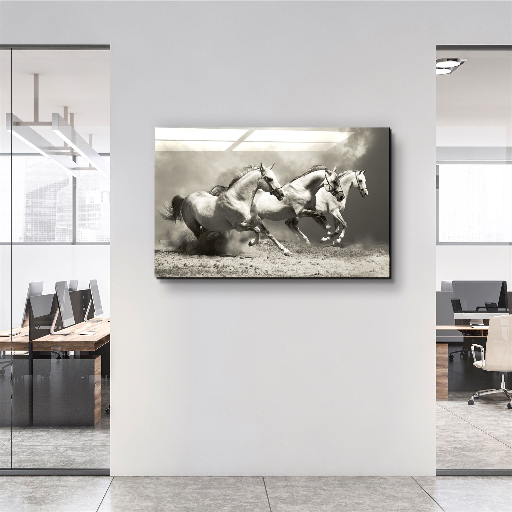 ・"Running Horses"・Glass Wall Art