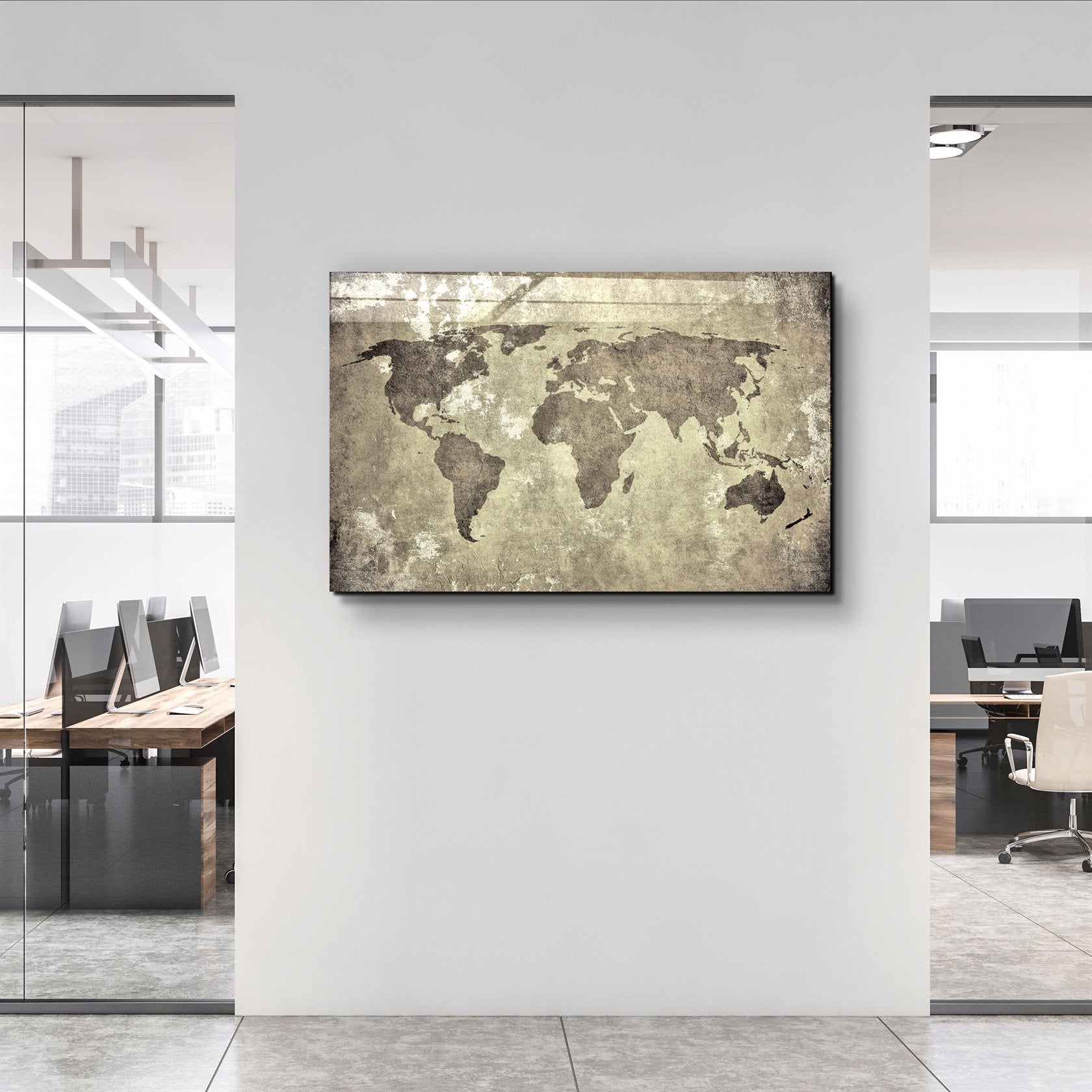 ・"World Map"・Glass Wall Art