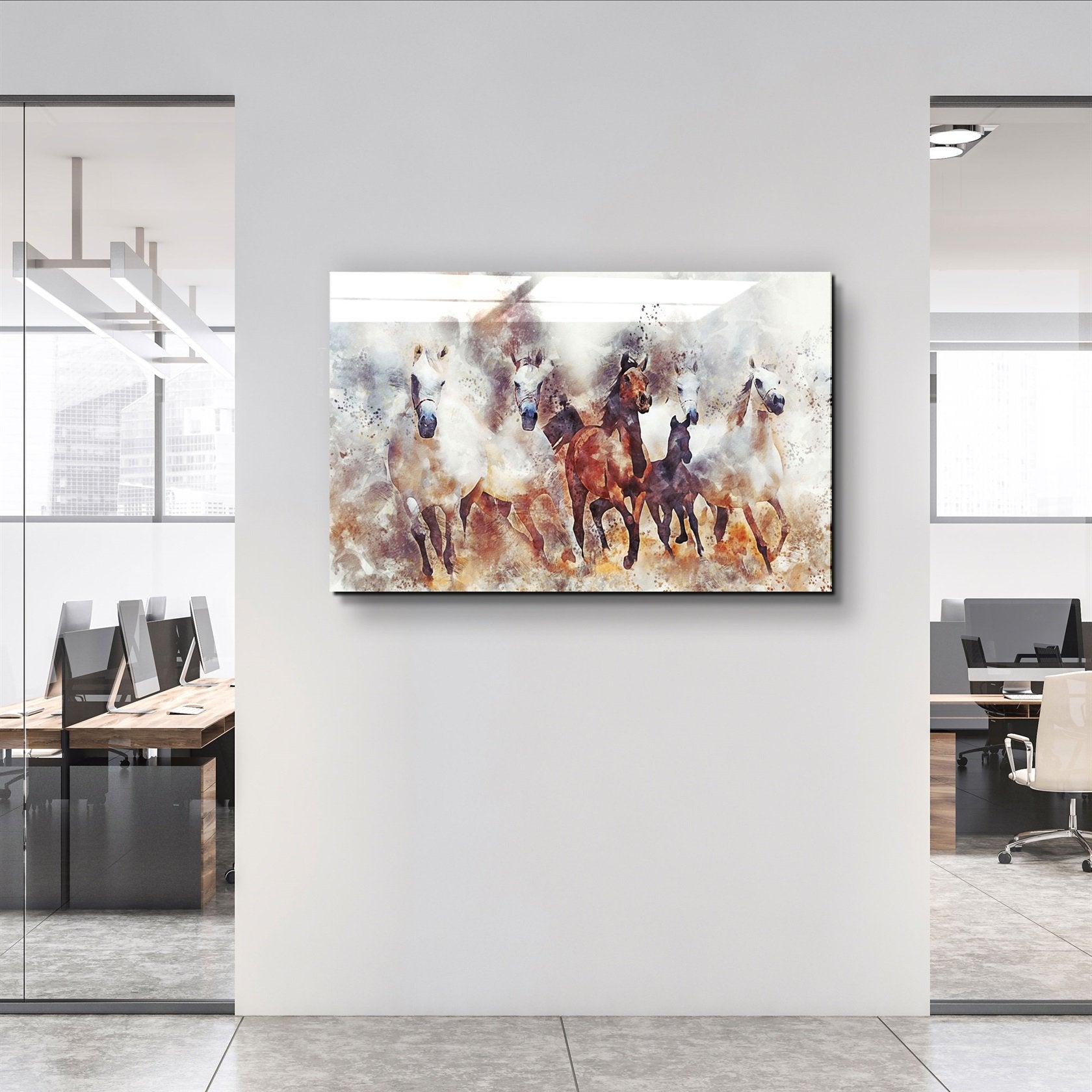 ・"Running Horses"・Glass Wall Art