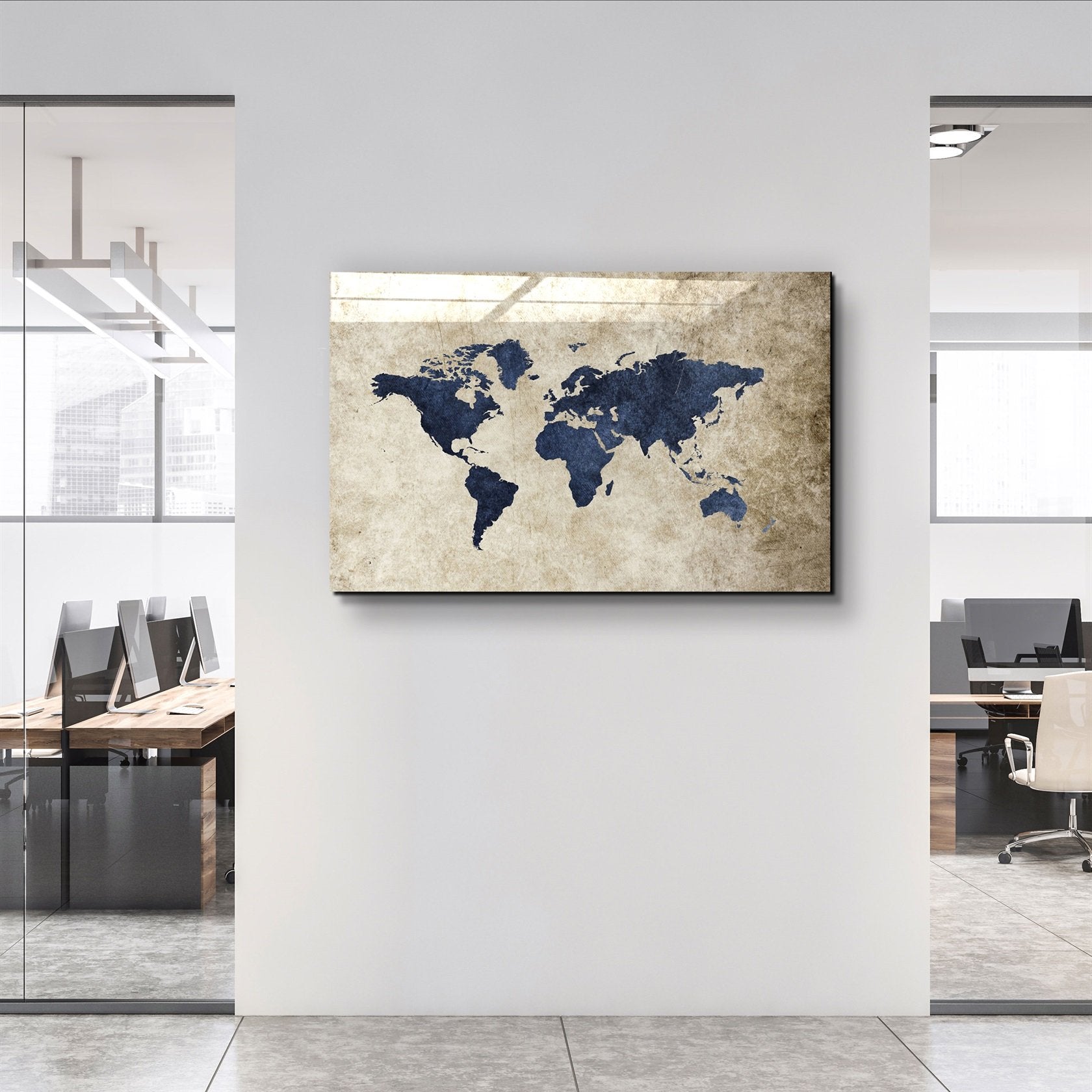 ・"World Map"・Glass Wall Art