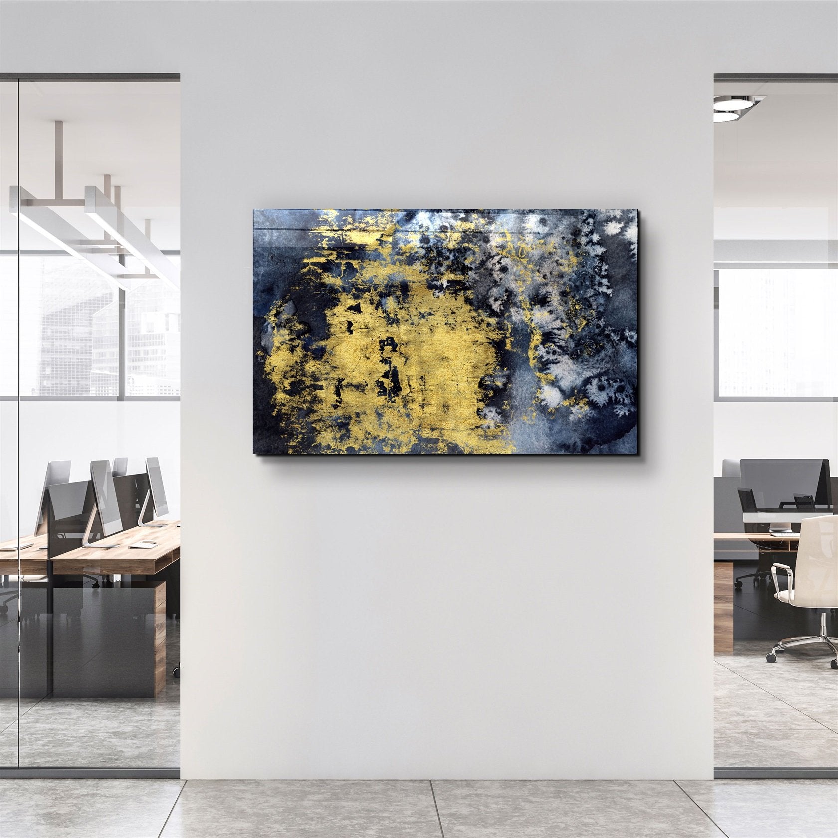 ・« Motif abstrait jaune V2 »・Art mural en verre