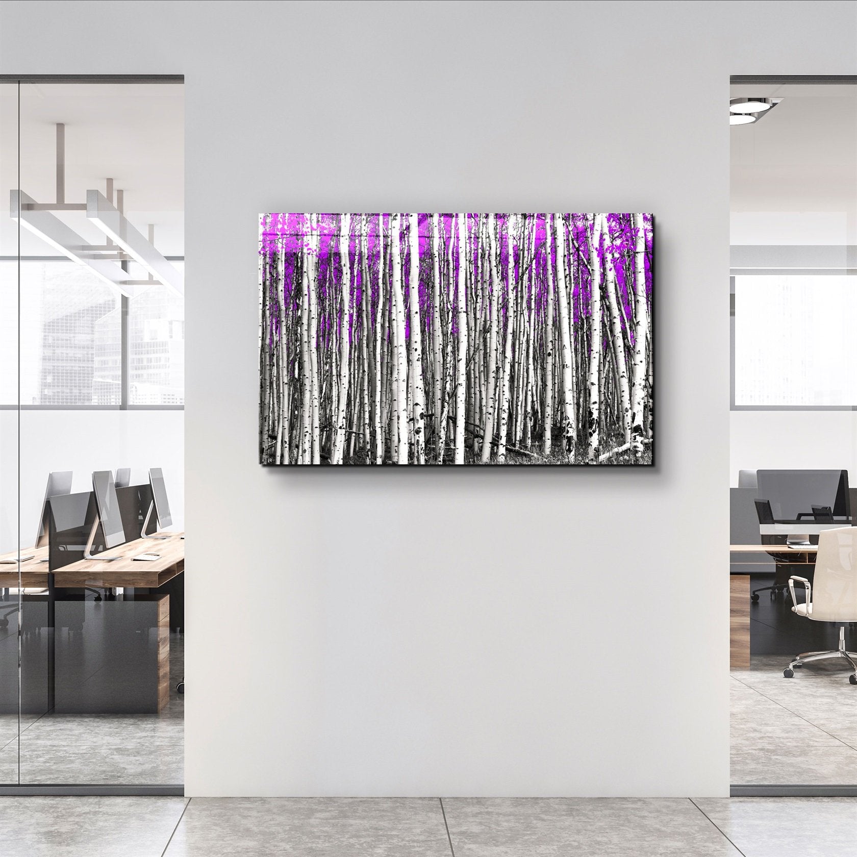 ・"Abstract White Trees V3"・Glass Wall Art