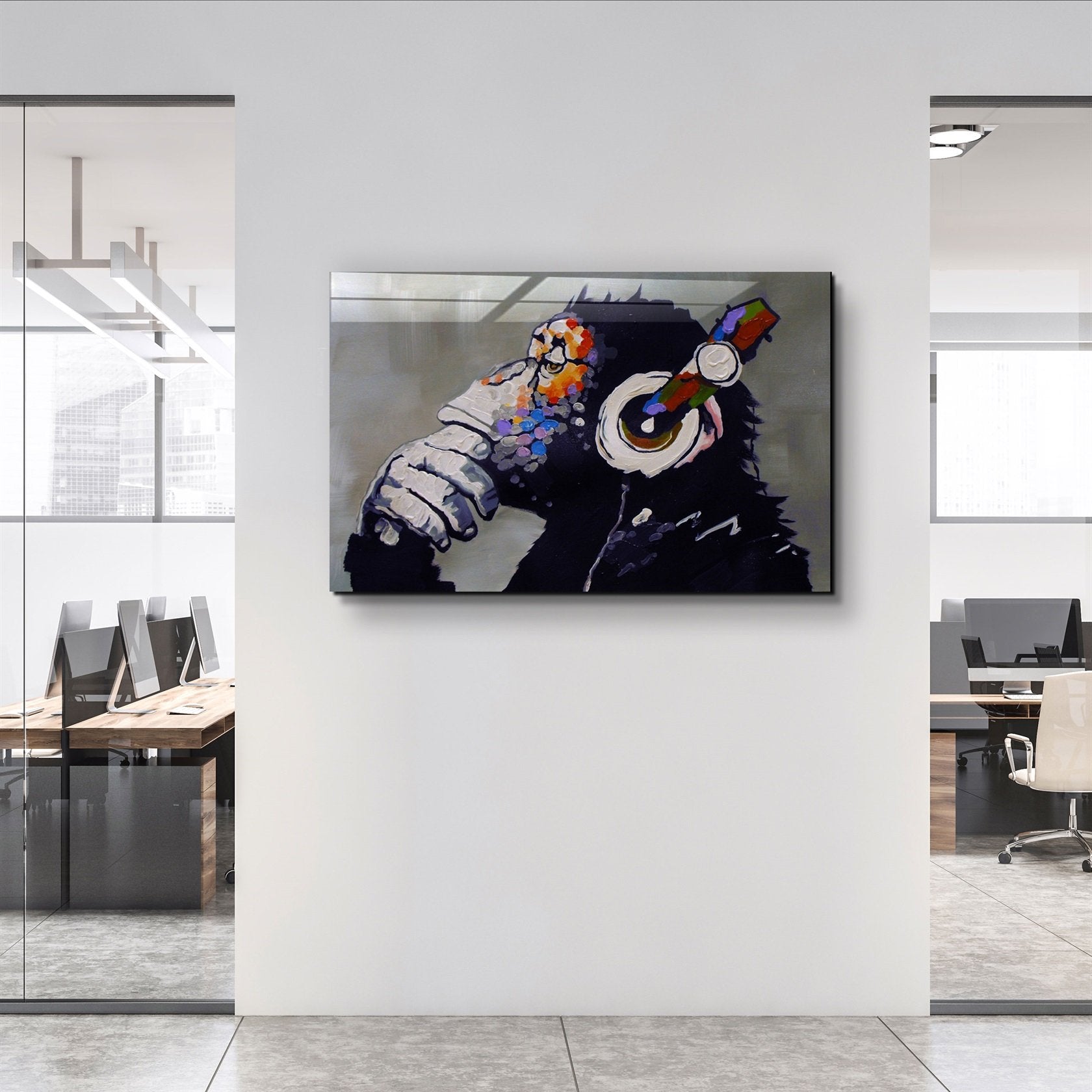 ・"Abstract Monkey Beat"・Glass Wall Art