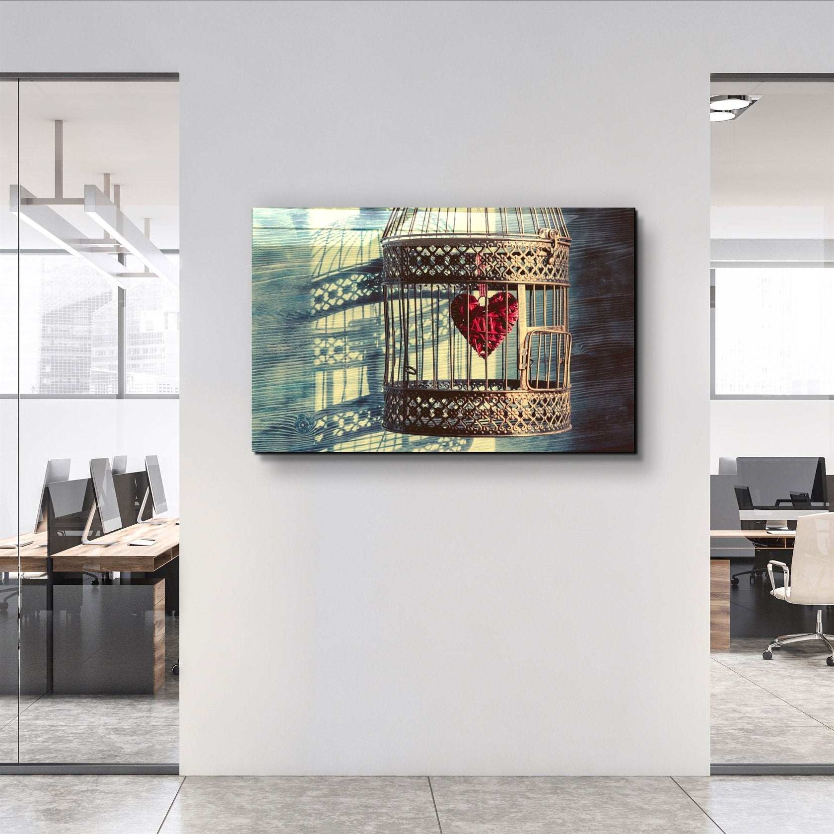 ・"The Heart in the Cage"・Glass Wall Art