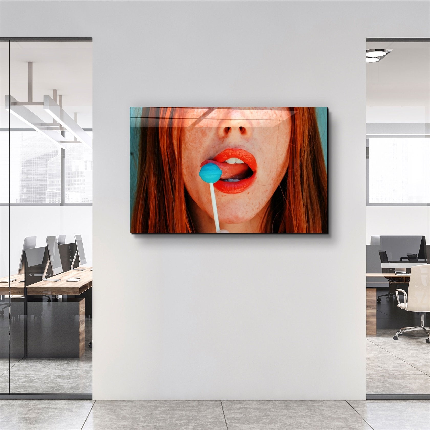 ・"Blue Lollipop"・Glass Wall Art