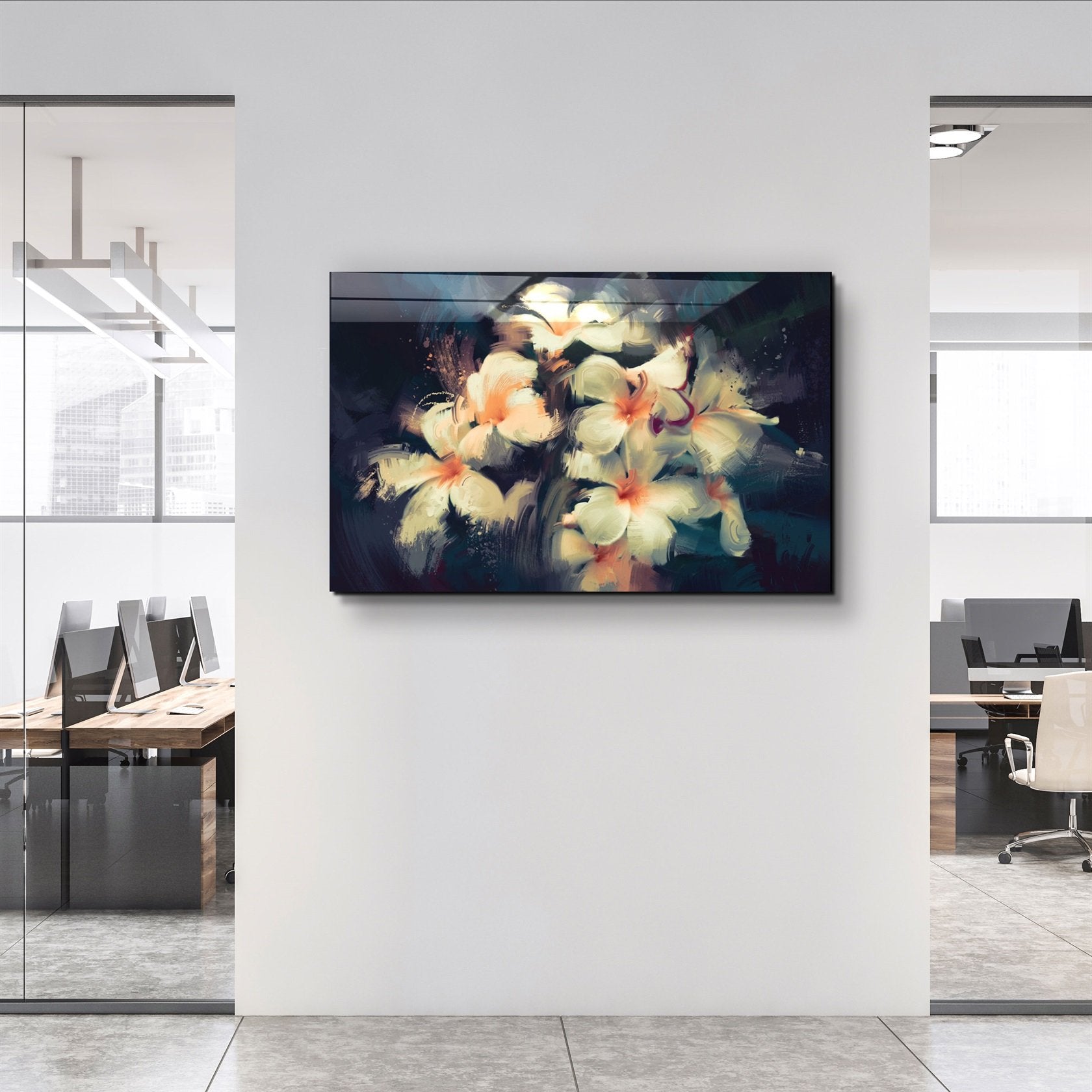 ・"Fleurs abstraites V2"・Art mural en verre