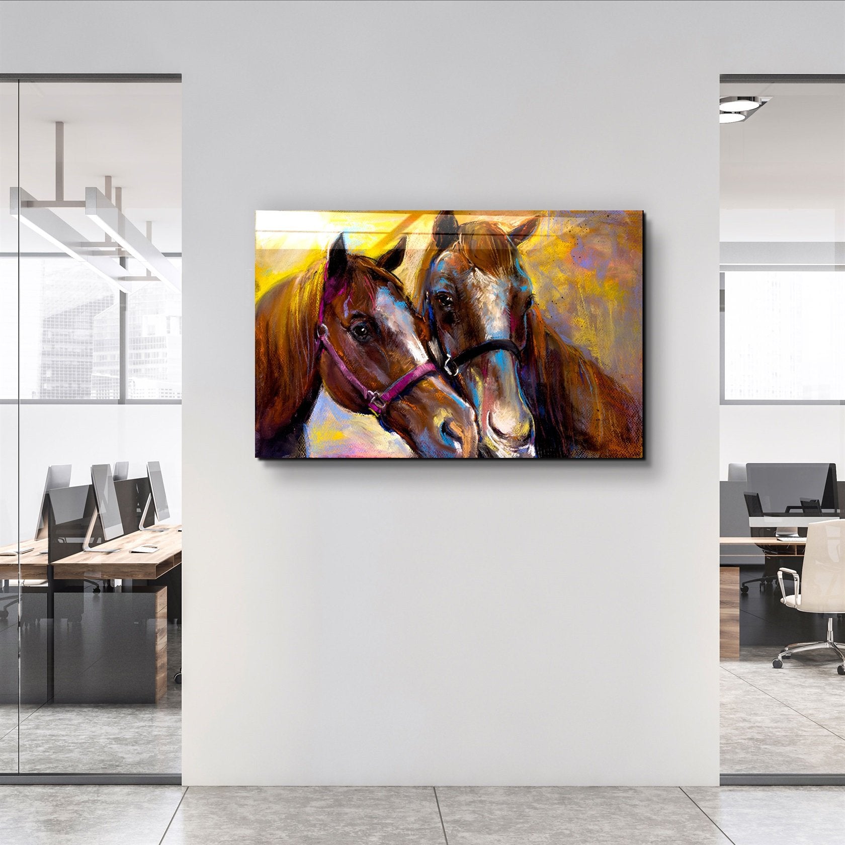・"Horse Love V2"・Glass Wall Art
