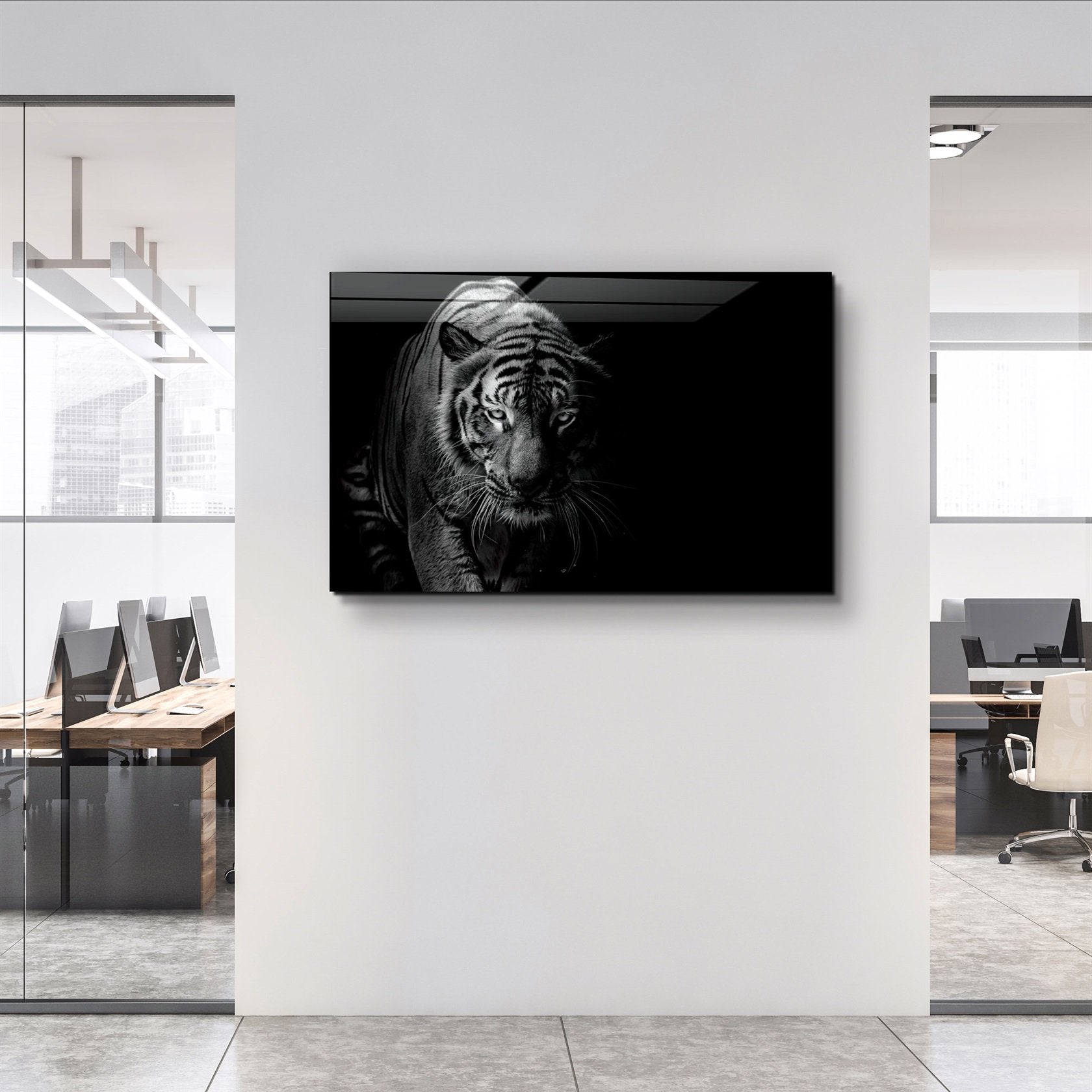 ・"Tiger in the Black"・Glass Wall Art