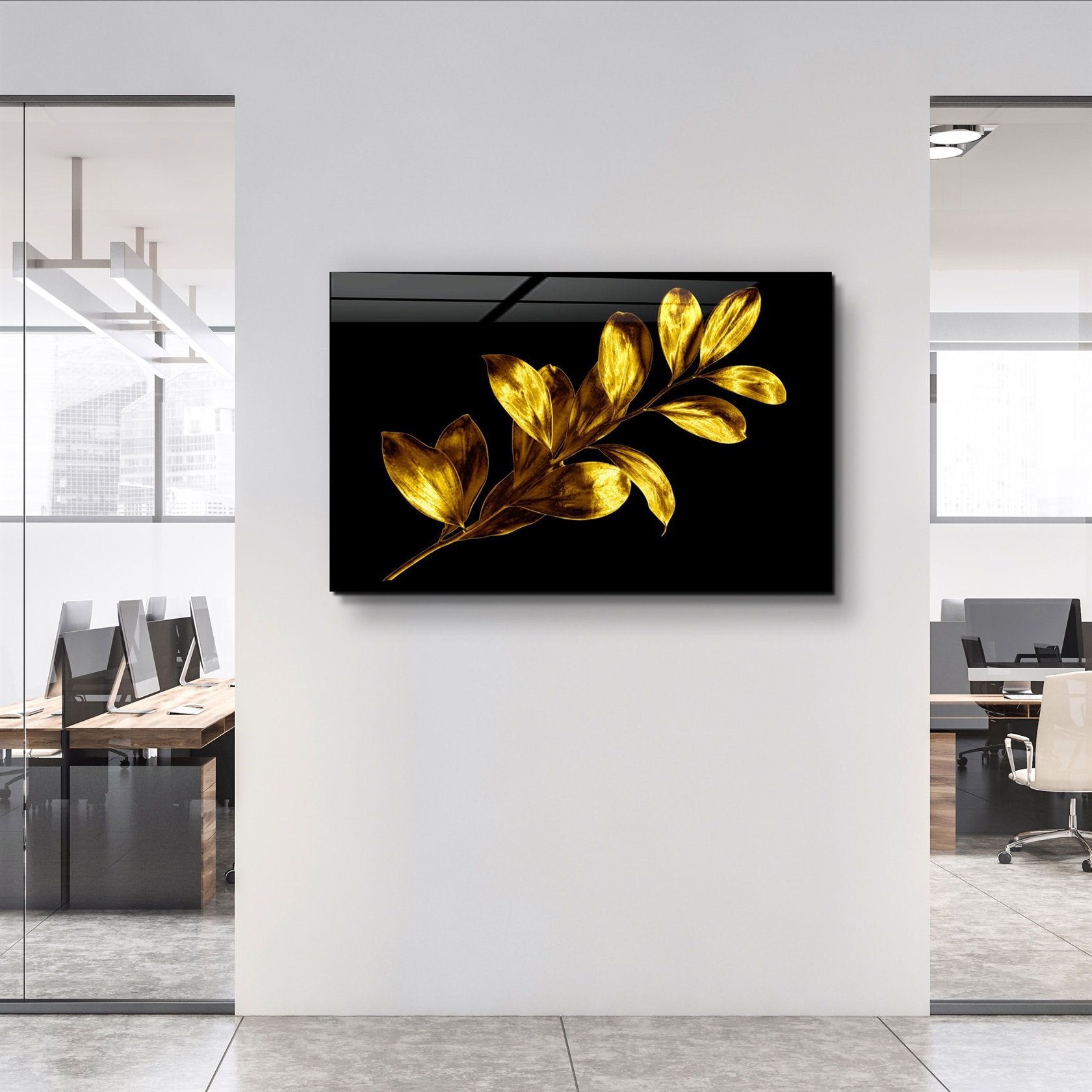 ・"Feuille d'Or"・Art Mural en Verre