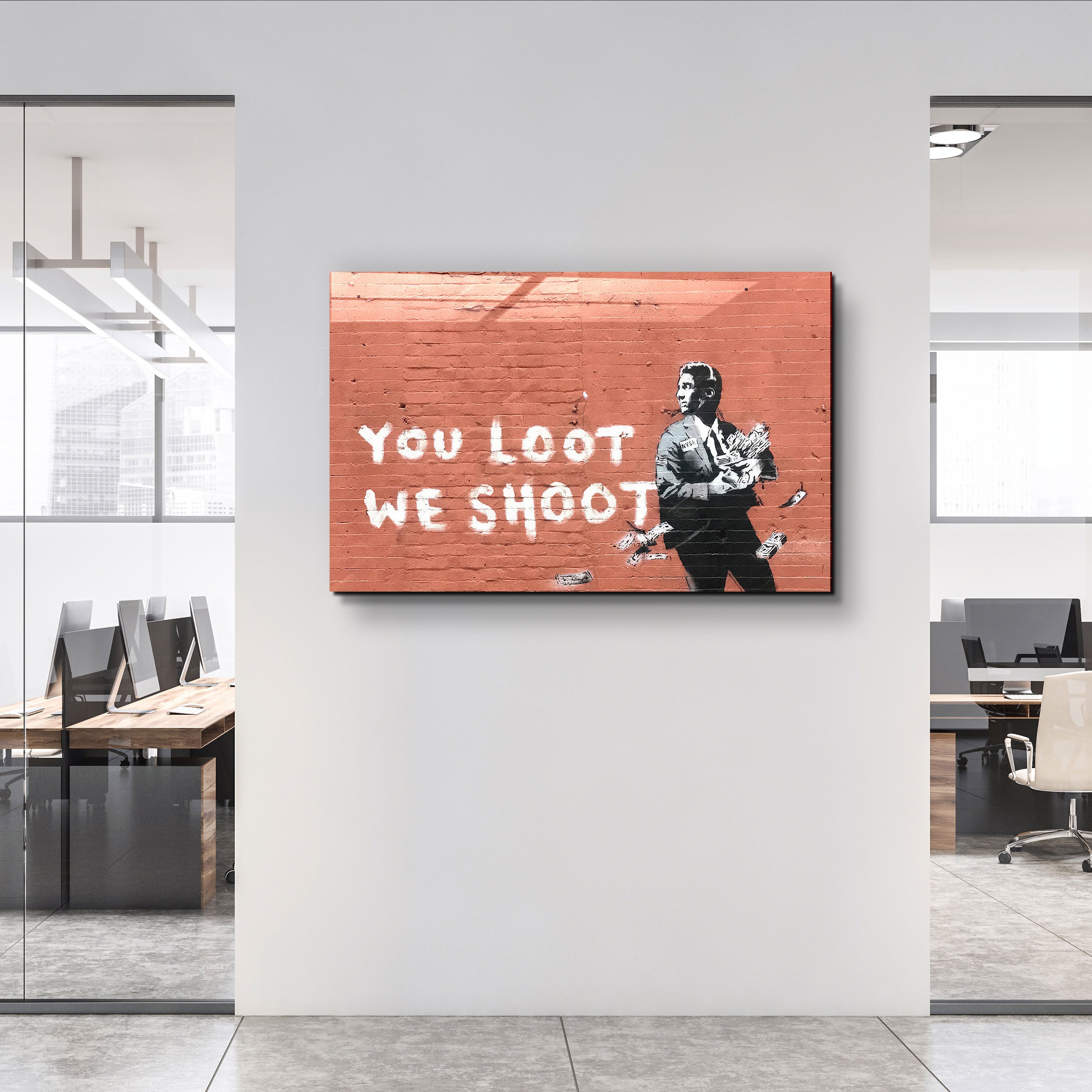 ・"Banksy - You Loot We Shoot"・Designer's Collection Glass Wall Art