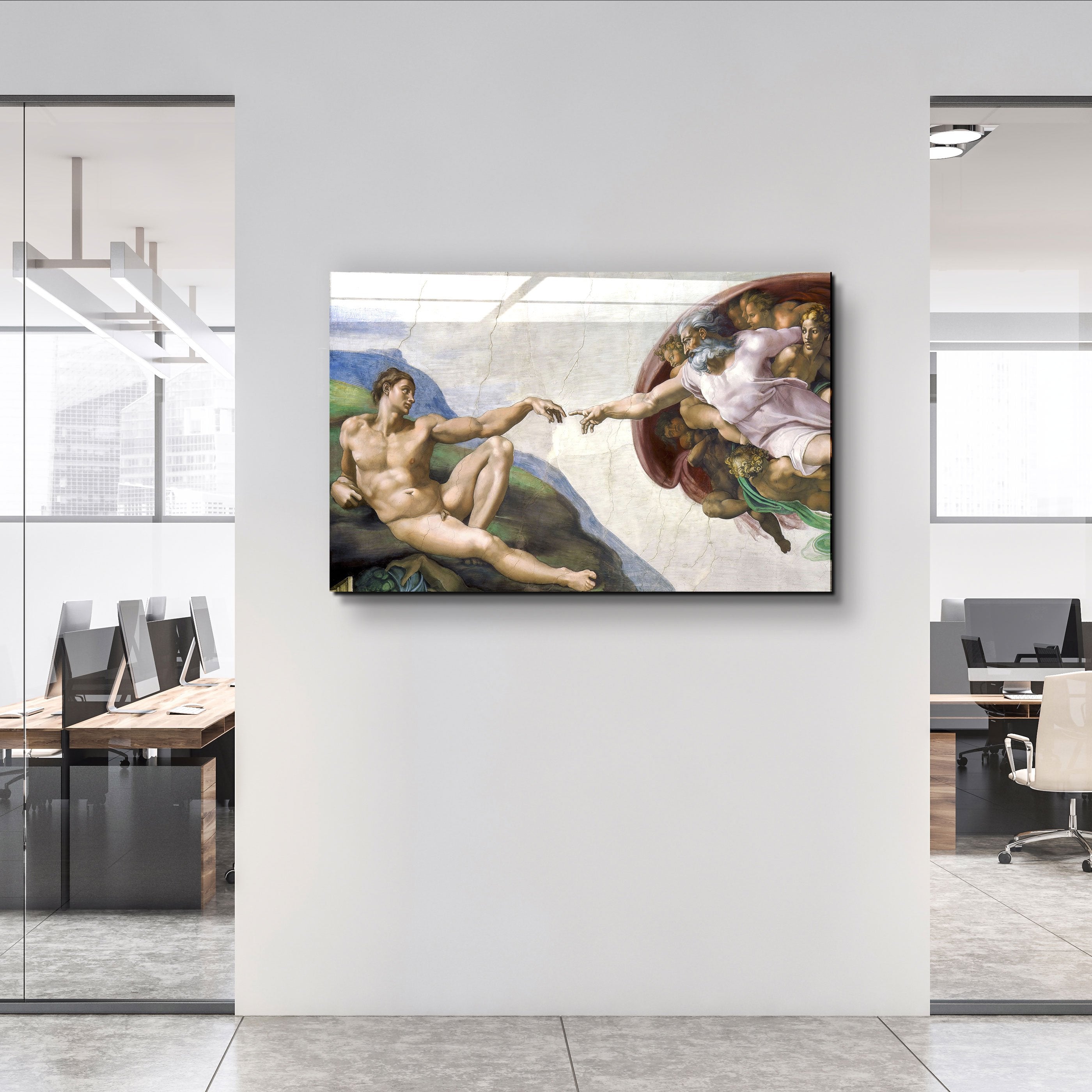 Michelangelo - The Creation of Adam Glass Printing Wall Art - Glass Wall Art - Home Decoration - Interior Design outlets Ideas