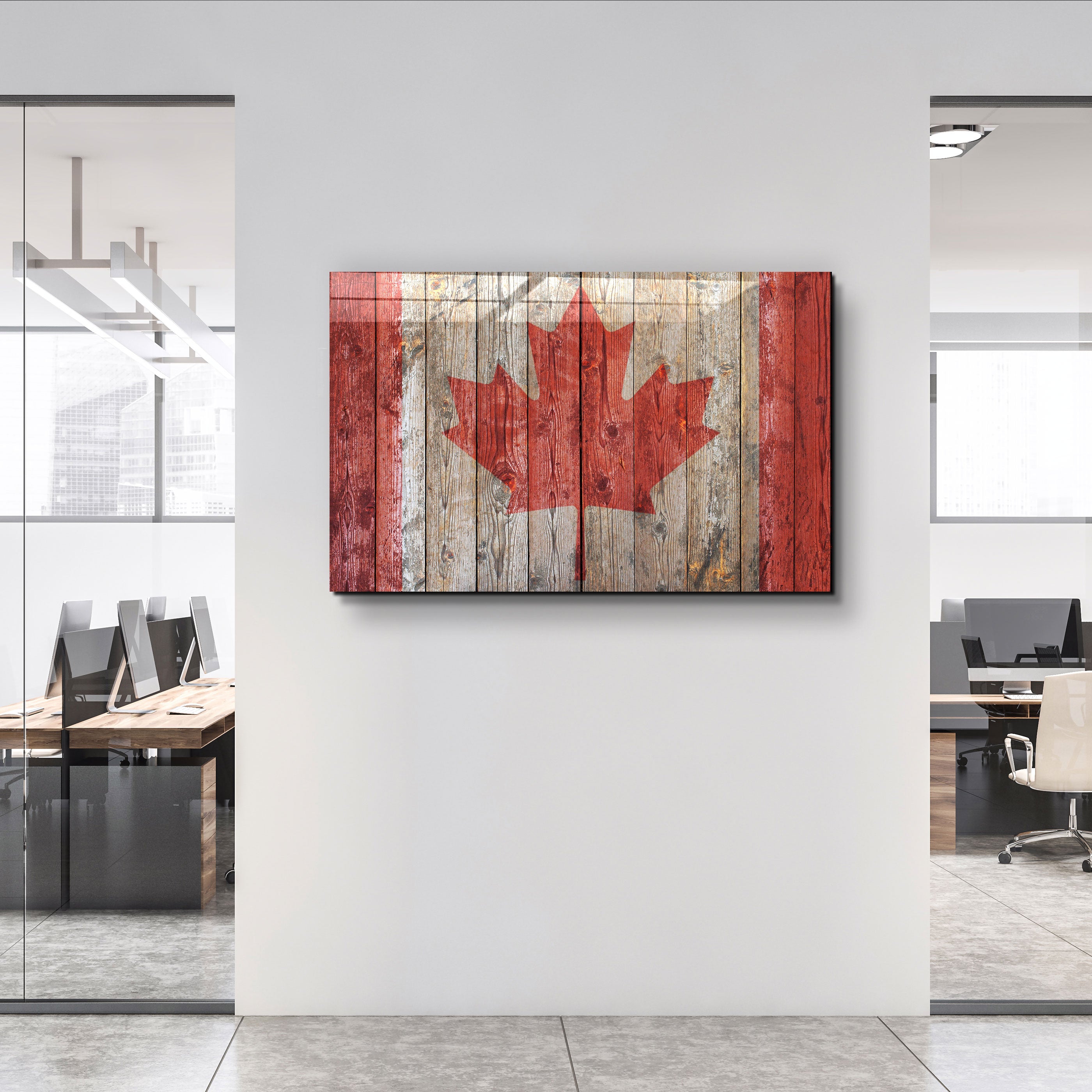 ・"Flag Of Canada"・Glass Wall Art