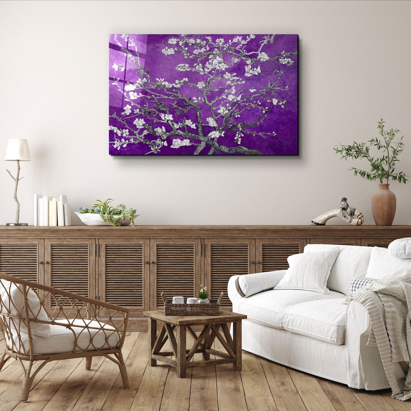 ・"Fleurs abstraites V4"・Art mural en verre