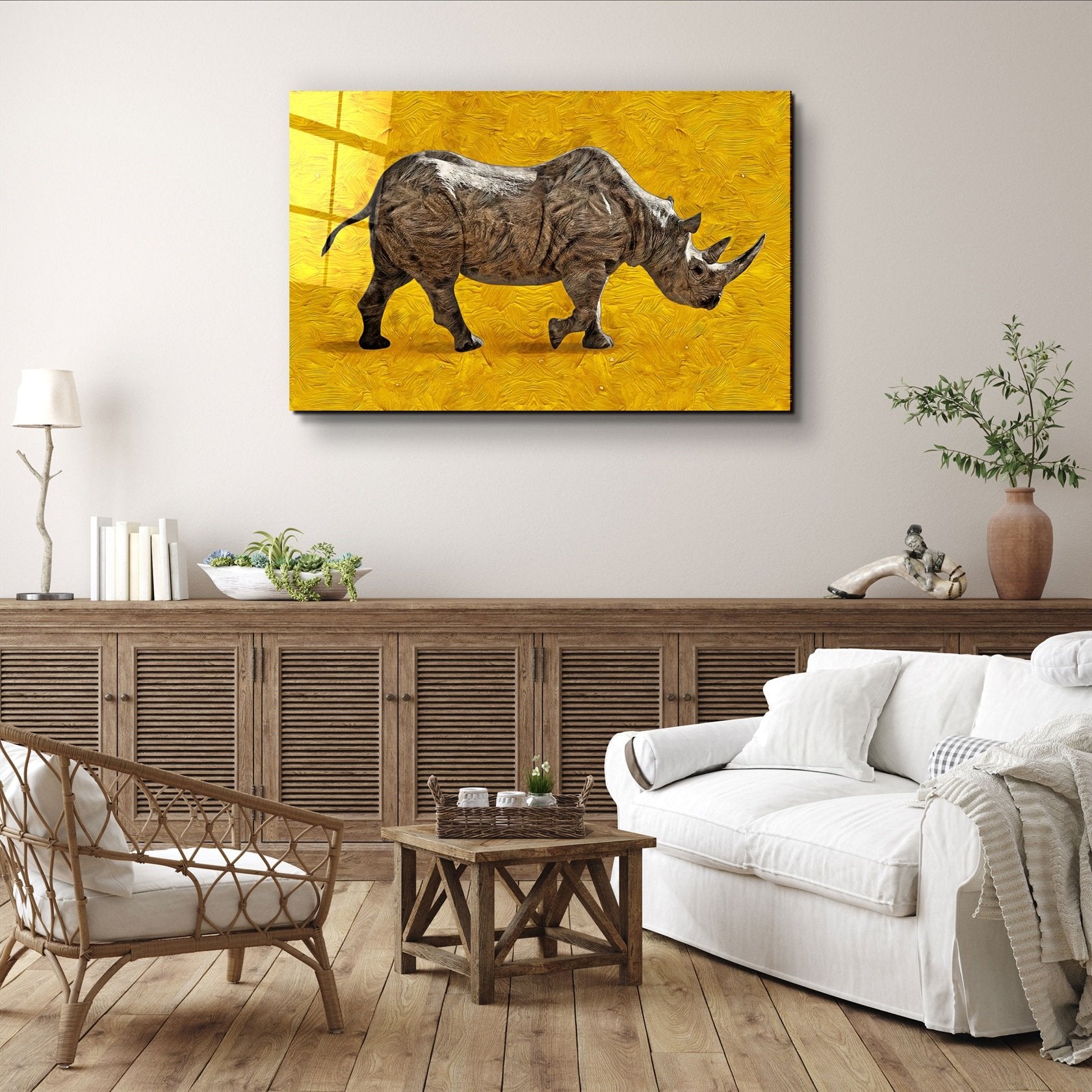 ・"Abstract Rhino"・Glass Wall Art