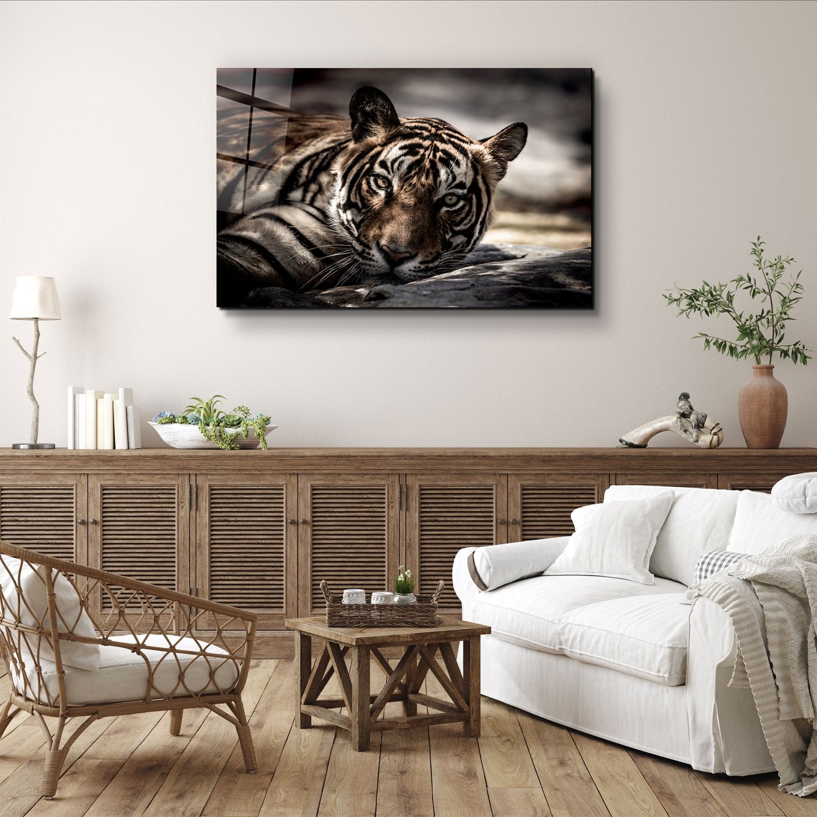 ・"Tired Tiger"・Glass Wall Art