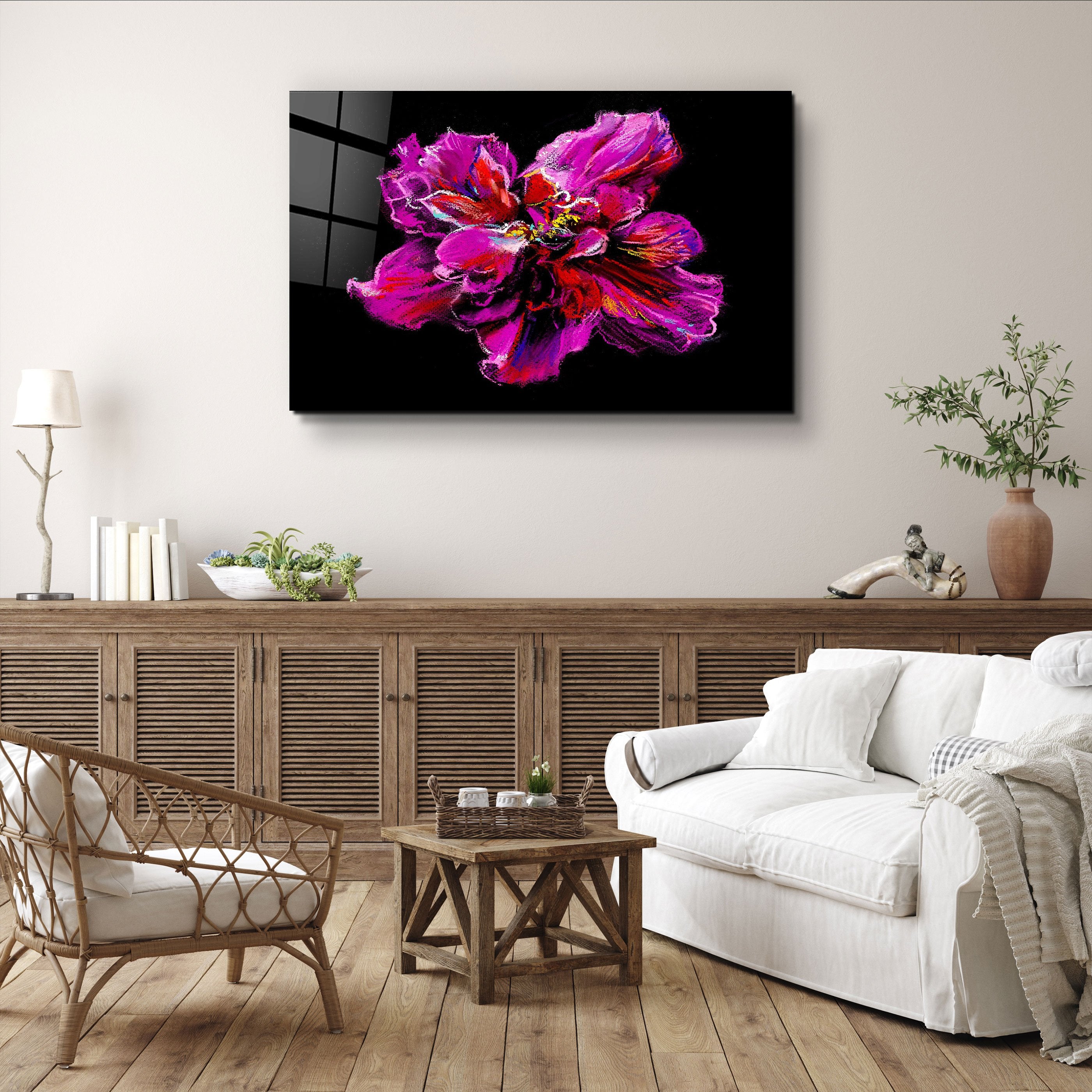 ・"Fleur violette"・Art mural en verre