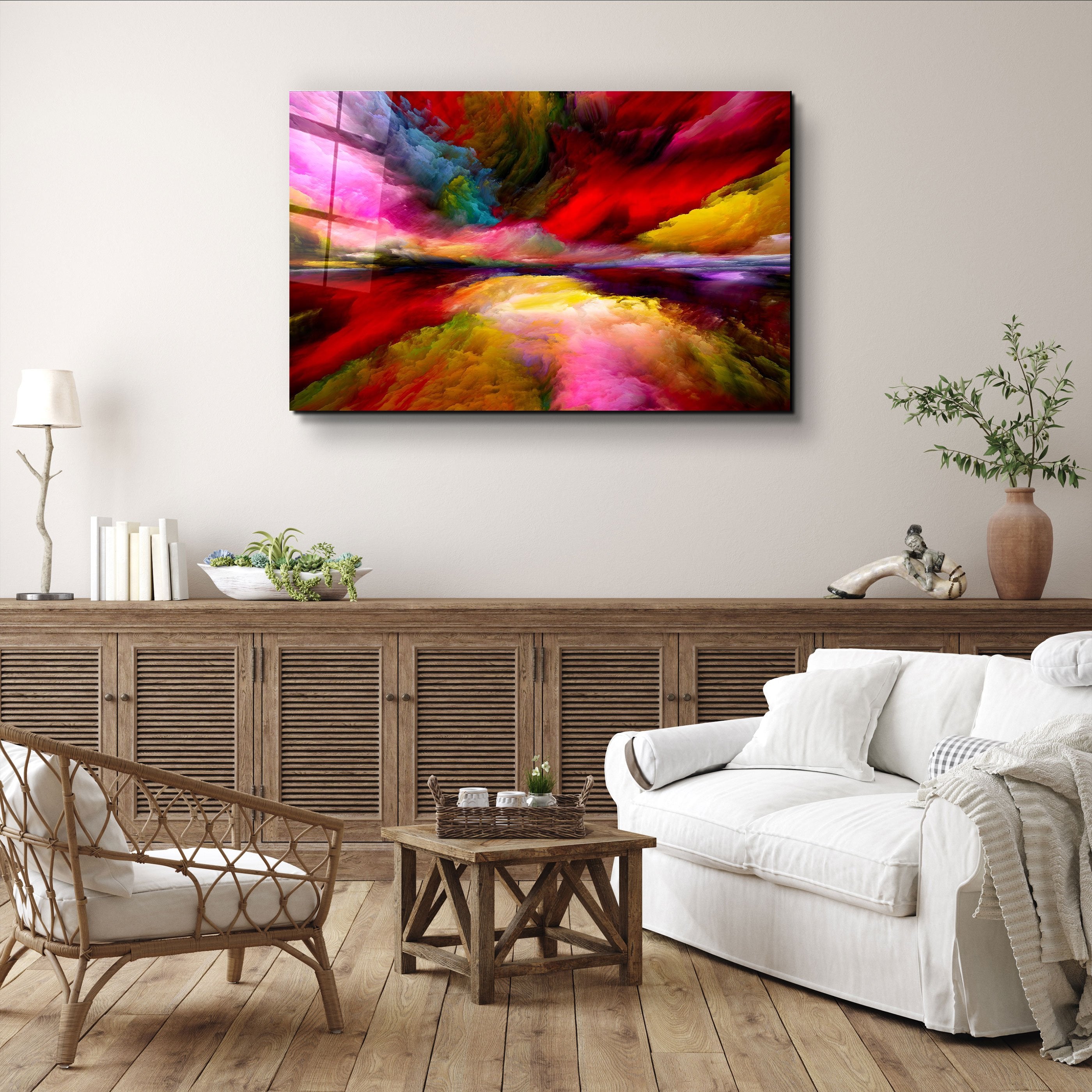 ・"Abstract Colorful Clouds"・Glass Wall Art