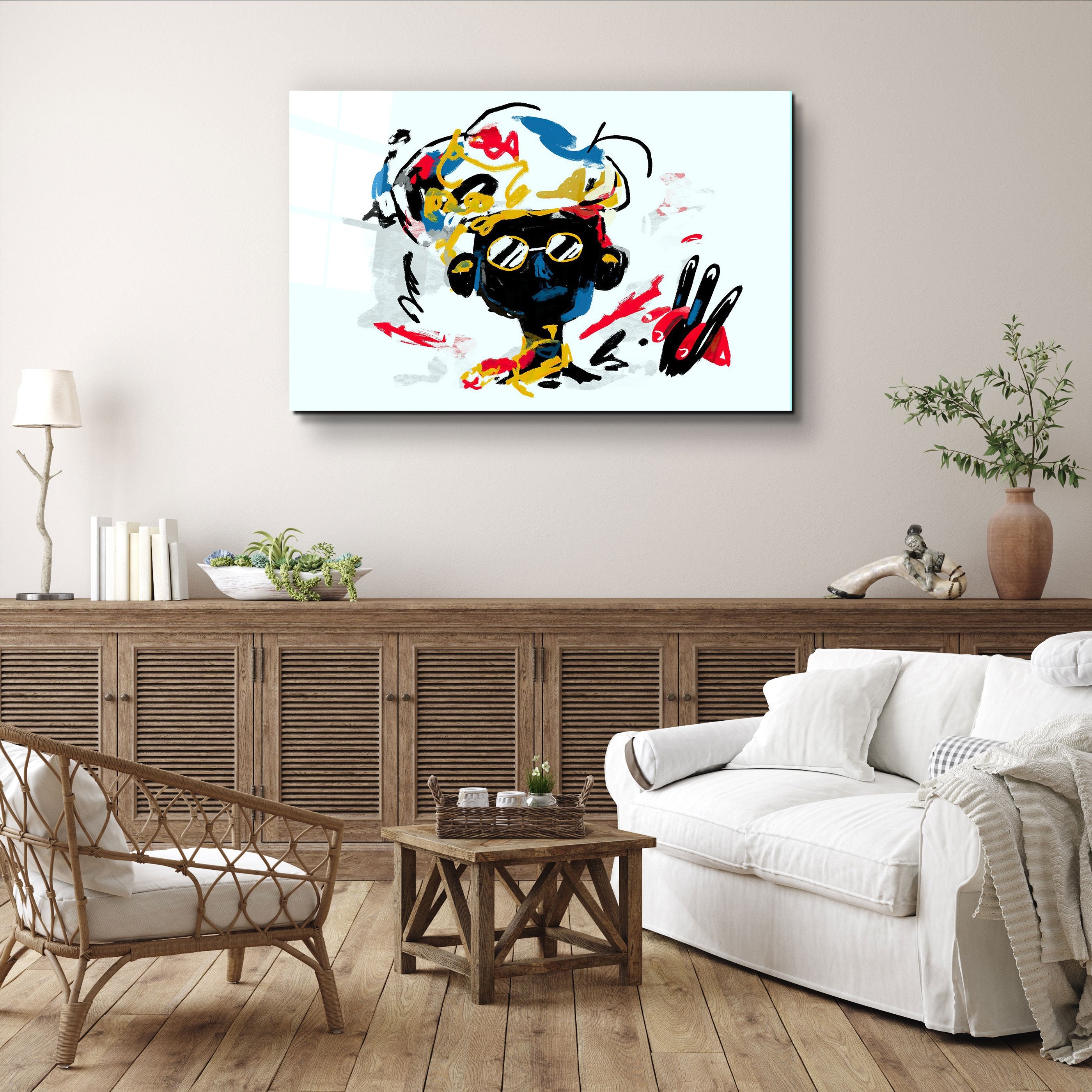 ・"Abstract Colorful Kid"・Glass Wall Art