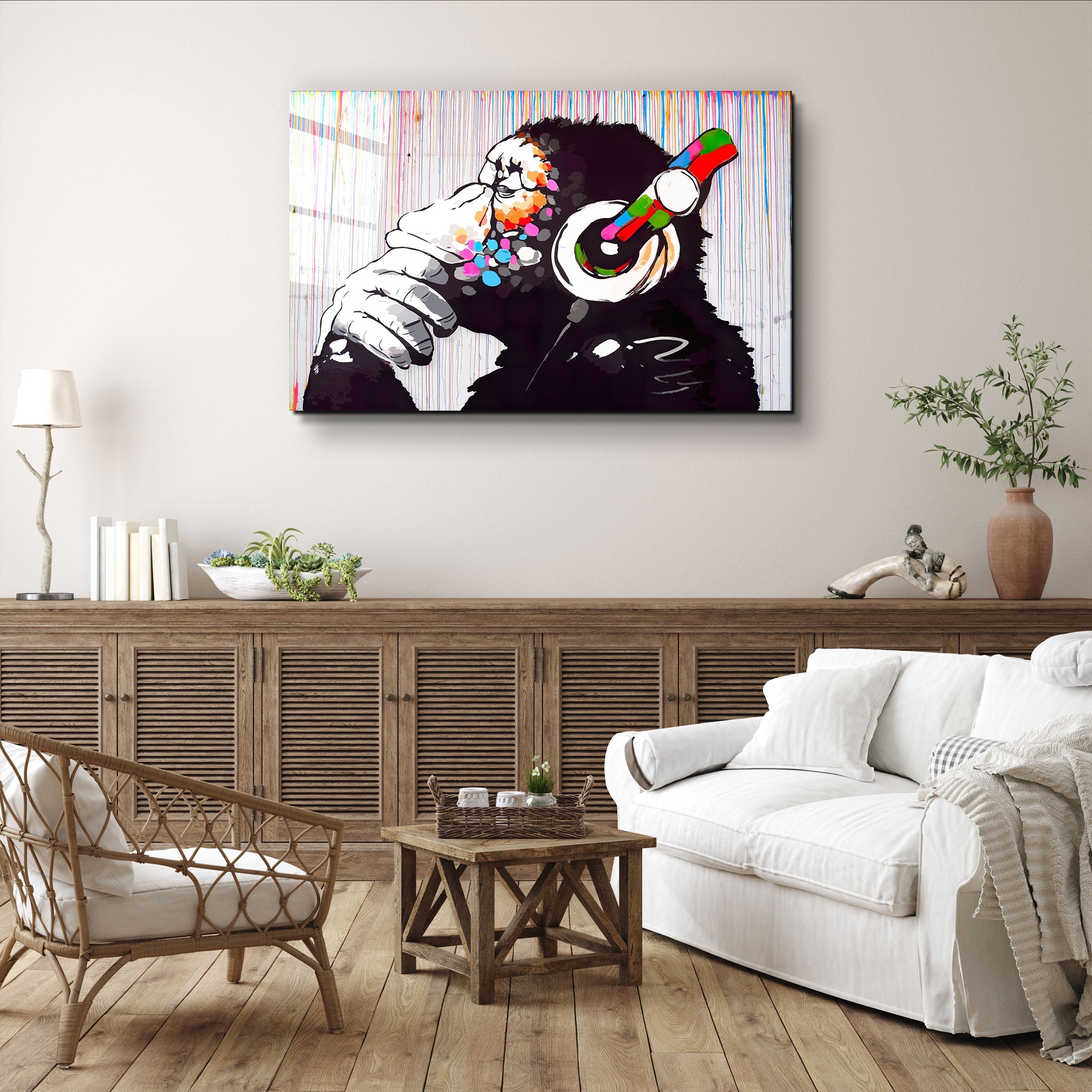 ・„BANKSY MONKEY BEAT“・<tc>Glasbild</tc>