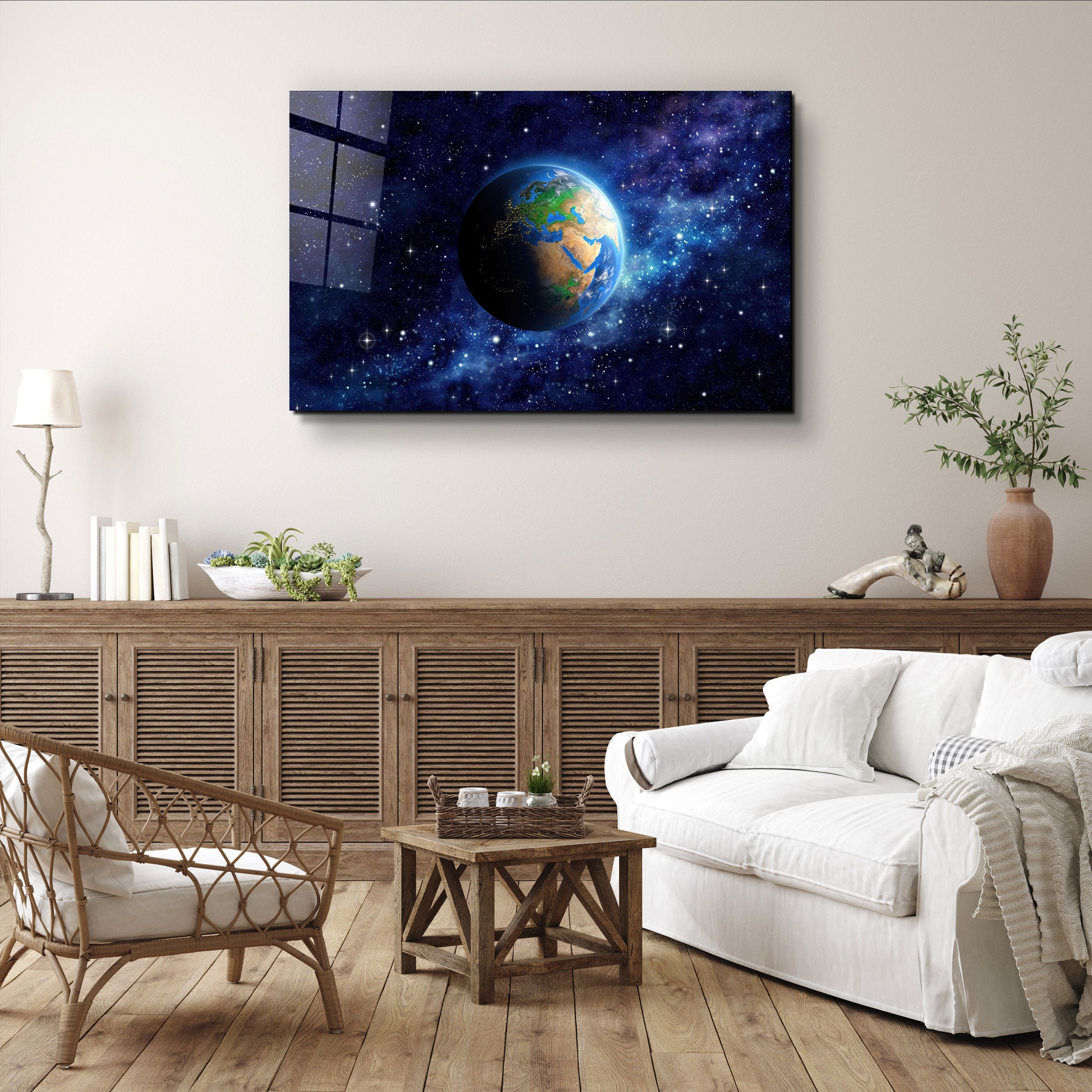 ・"Terre dans l'espace"・Art mural en verre