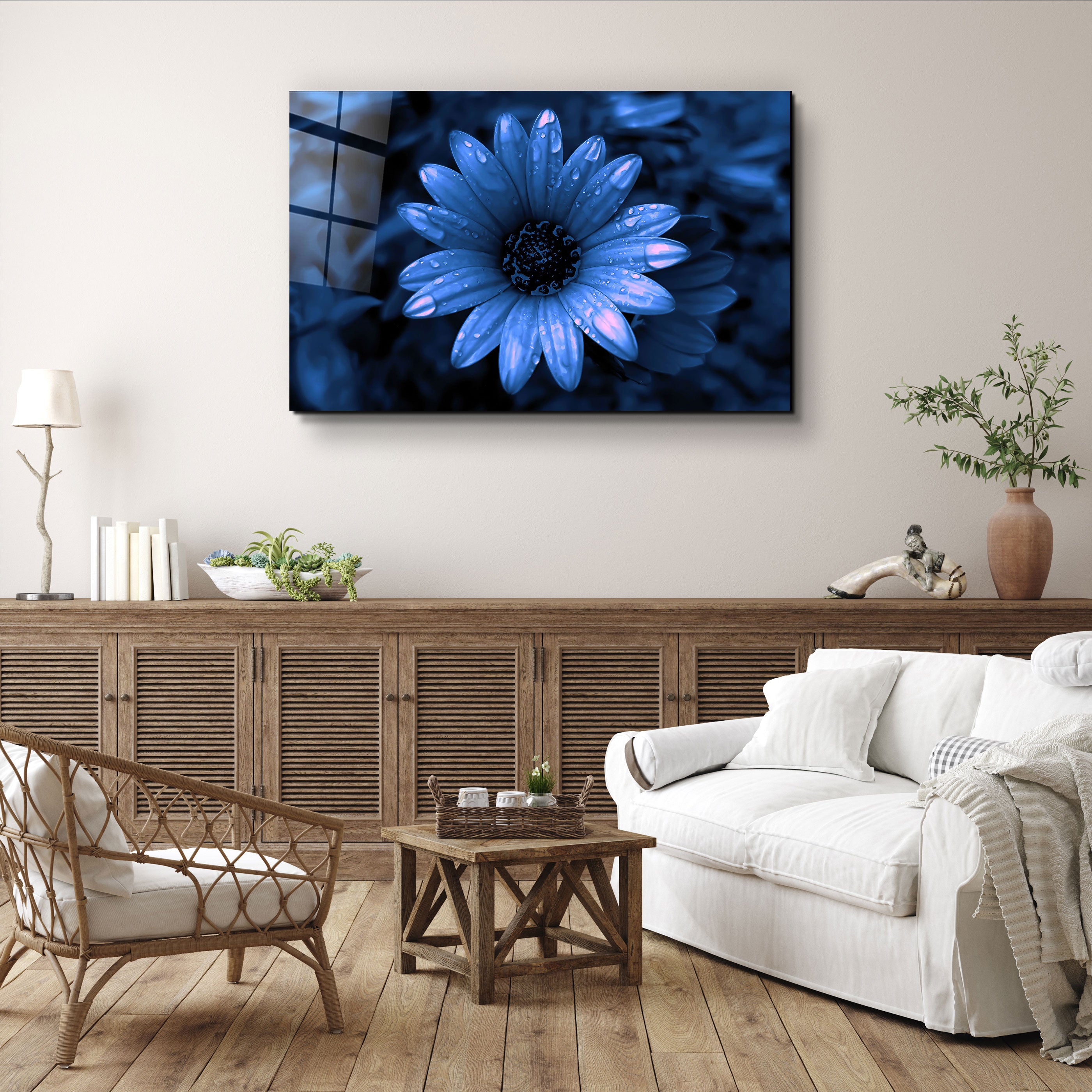 ・„Blue Daisy“・<tc>Glasbild</tc>