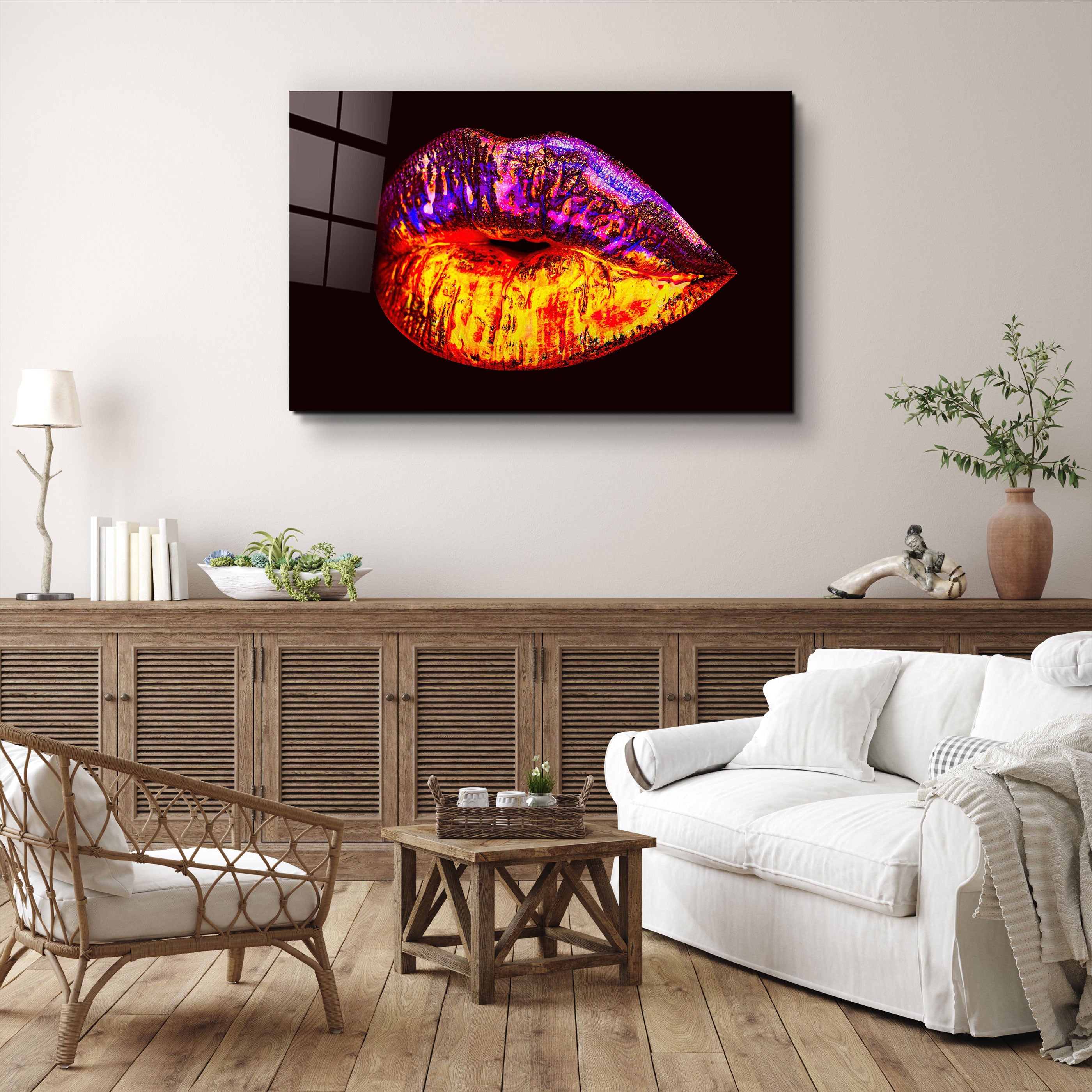 ・"Neon Lip"・Glass Wall Art