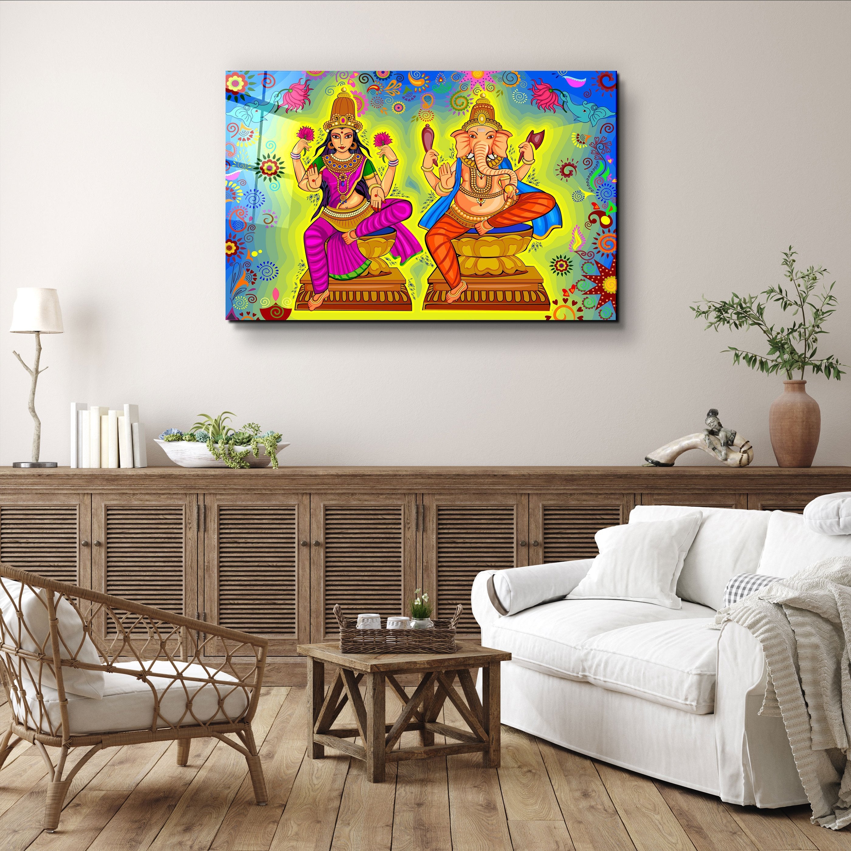 ・« Illustration du Seigneur Ganesha »・Art mural en verre