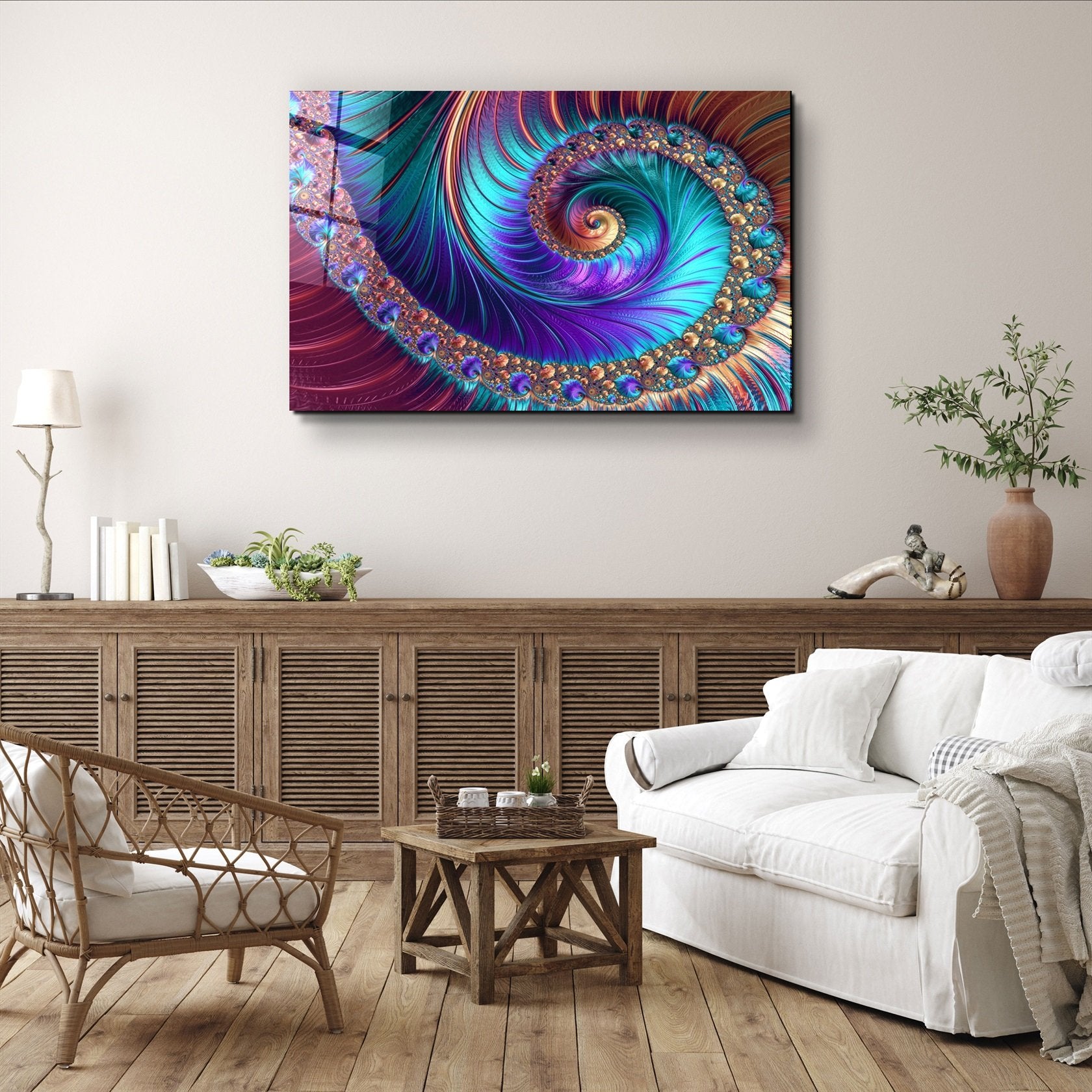 ・"Blue Swirl"・Glass Wall Art