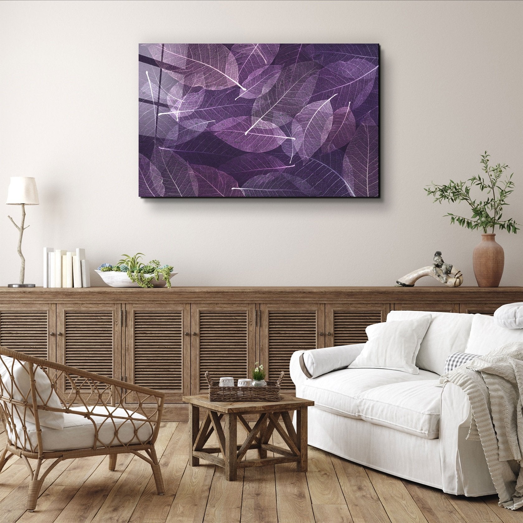 ・"Purple Leaf"・Glass Wall Art