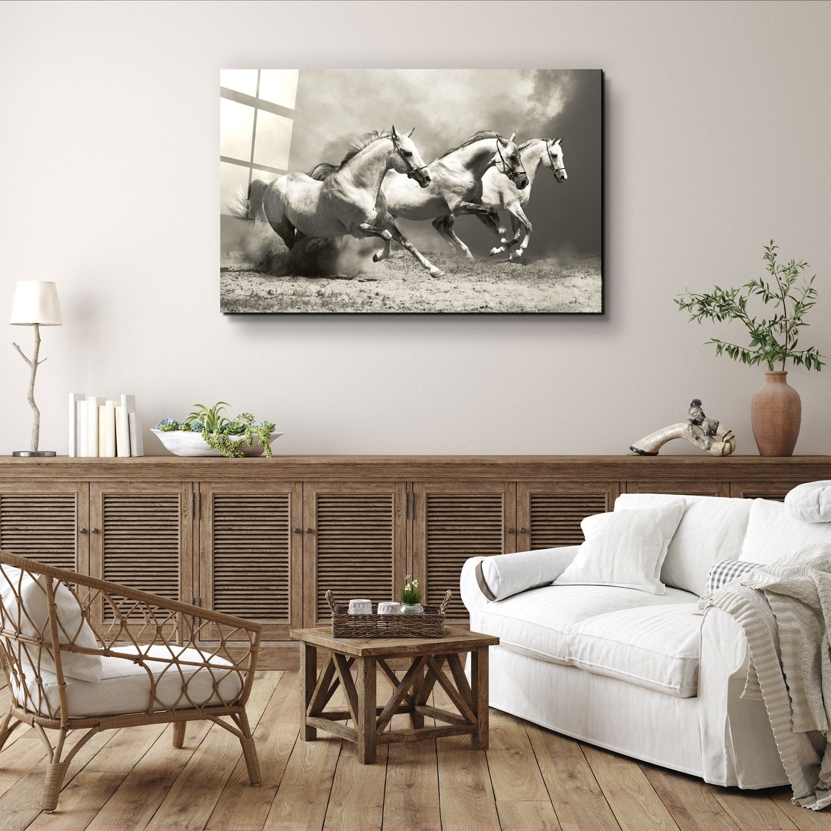 ・"Running Horses"・Glass Wall Art