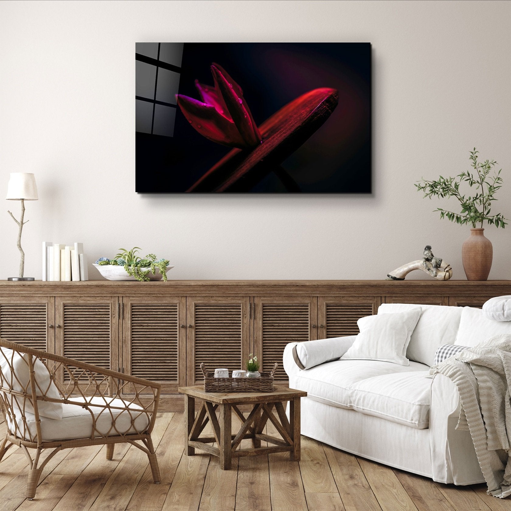 ・"Red Leaf"・Glass Wall Art