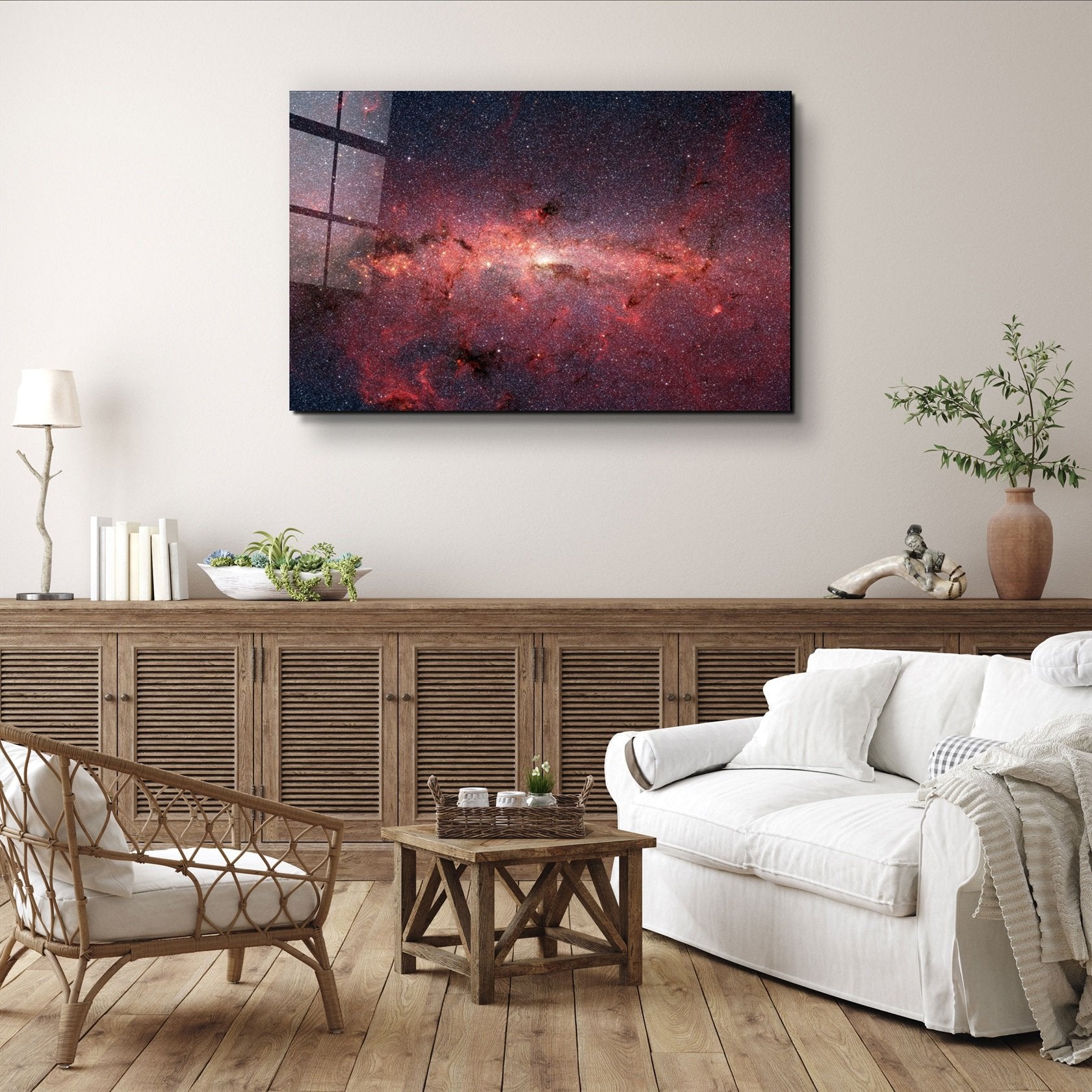 ・"Red Nebula"・Glass Wall Art