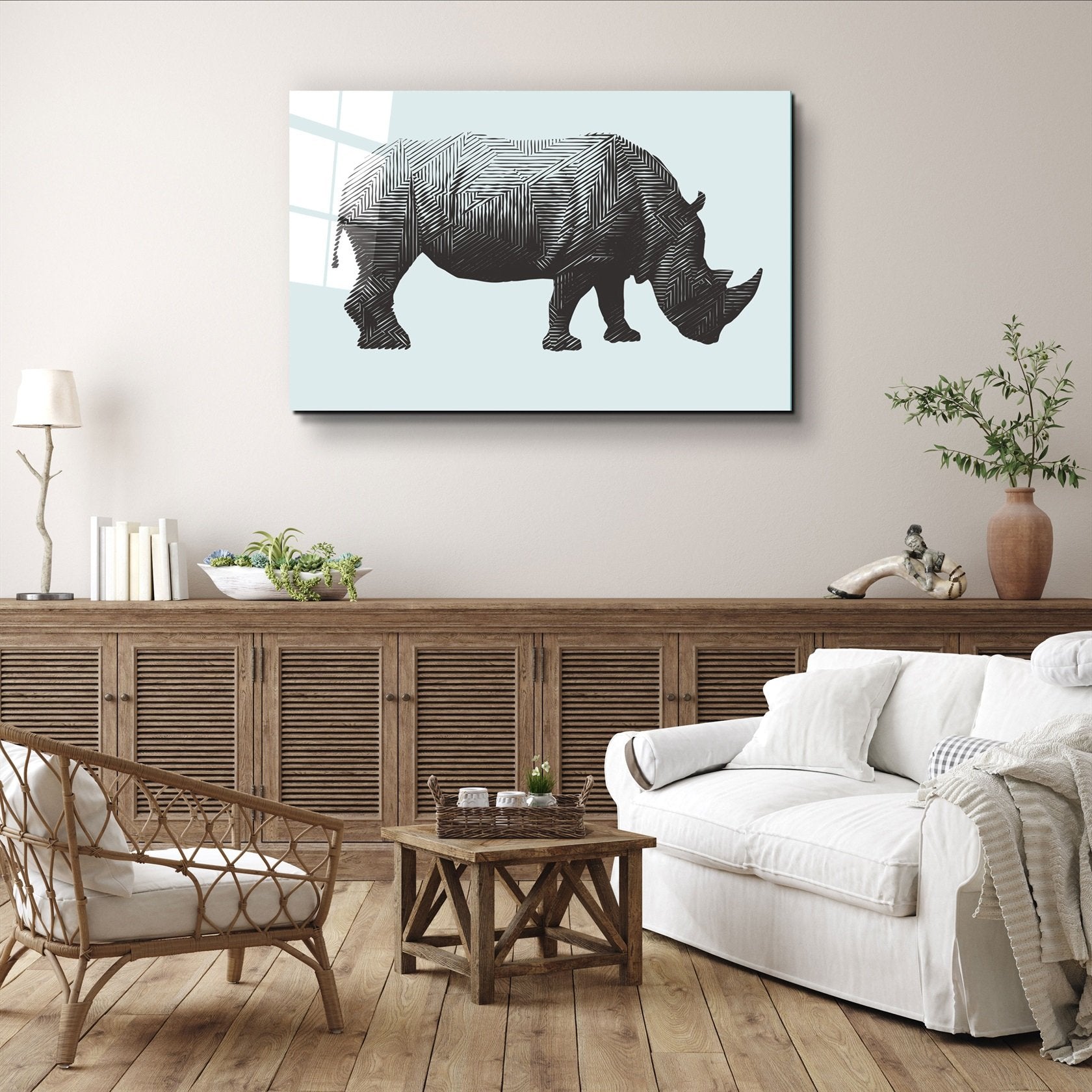 ・"Rhino"・Glass Wall Art