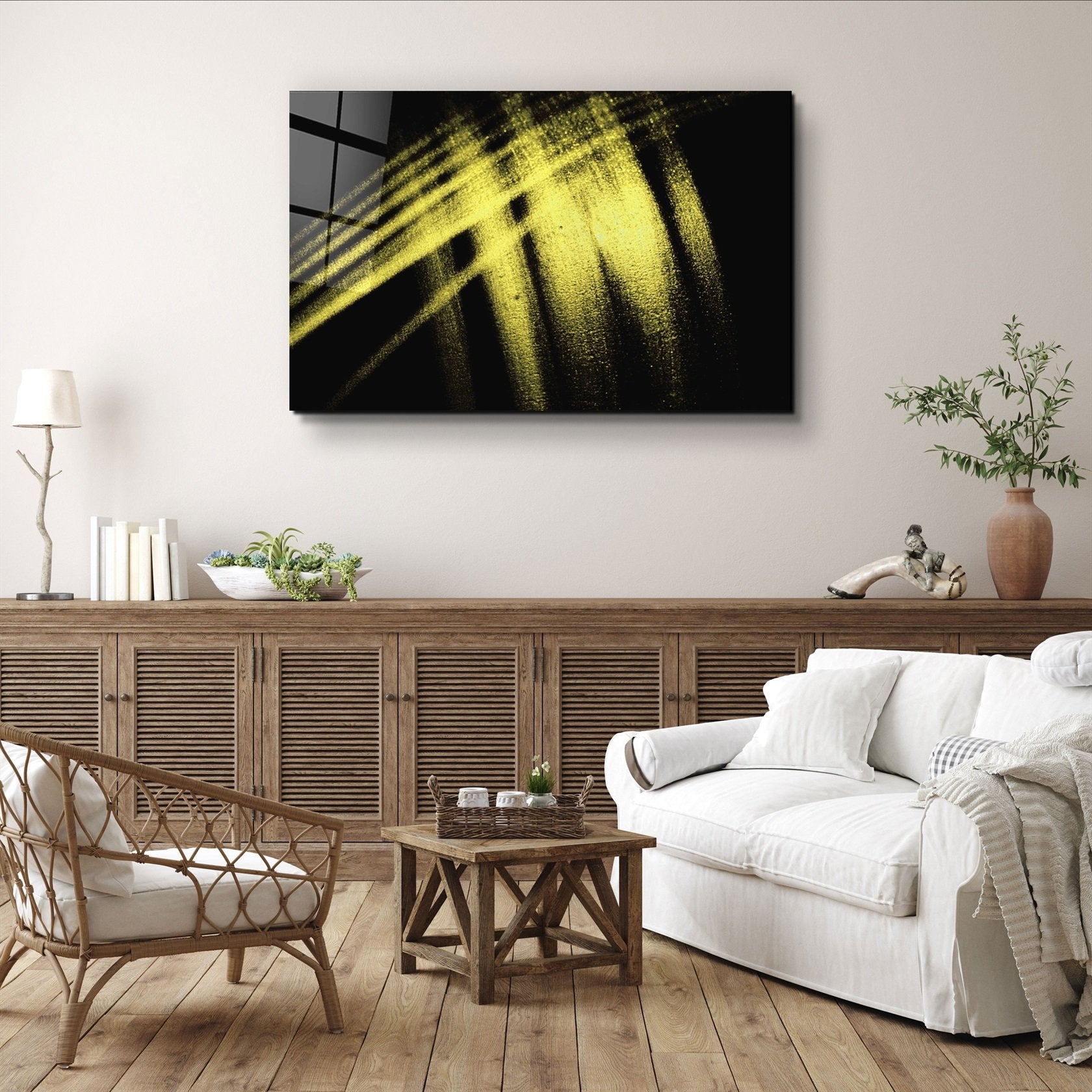 ・« Motif jaune »・Art mural en verre