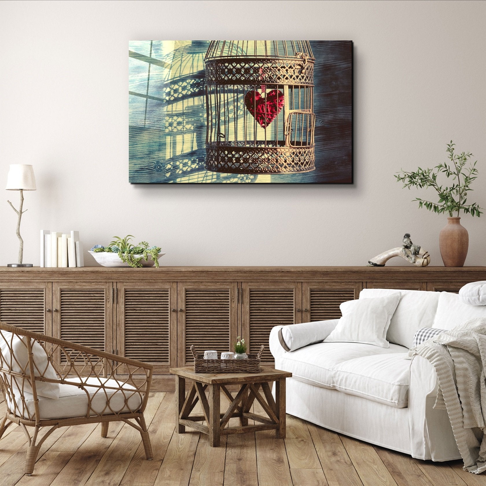 ・"The Heart in the Cage"・Glass Wall Art