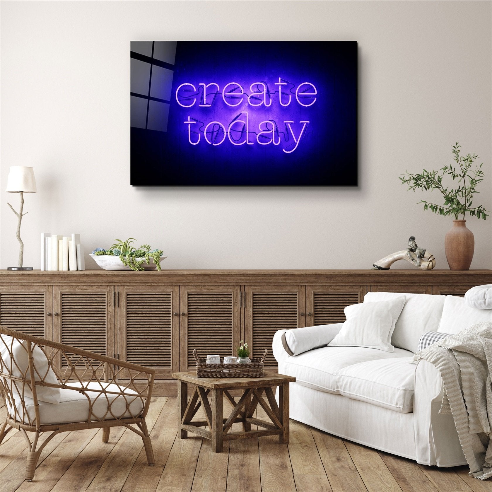 ・"Create Today"・Glass Wall Art