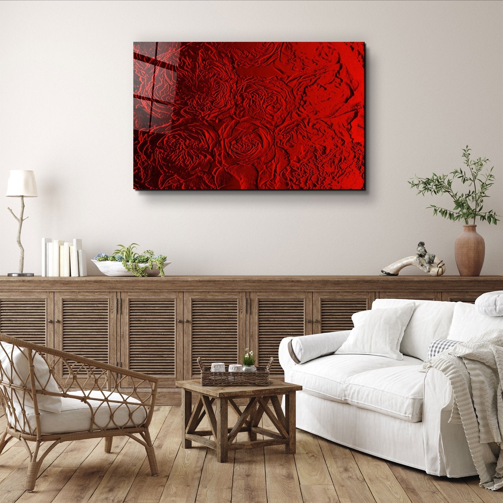 ・"Motif Rose"・Art Mural en Verre