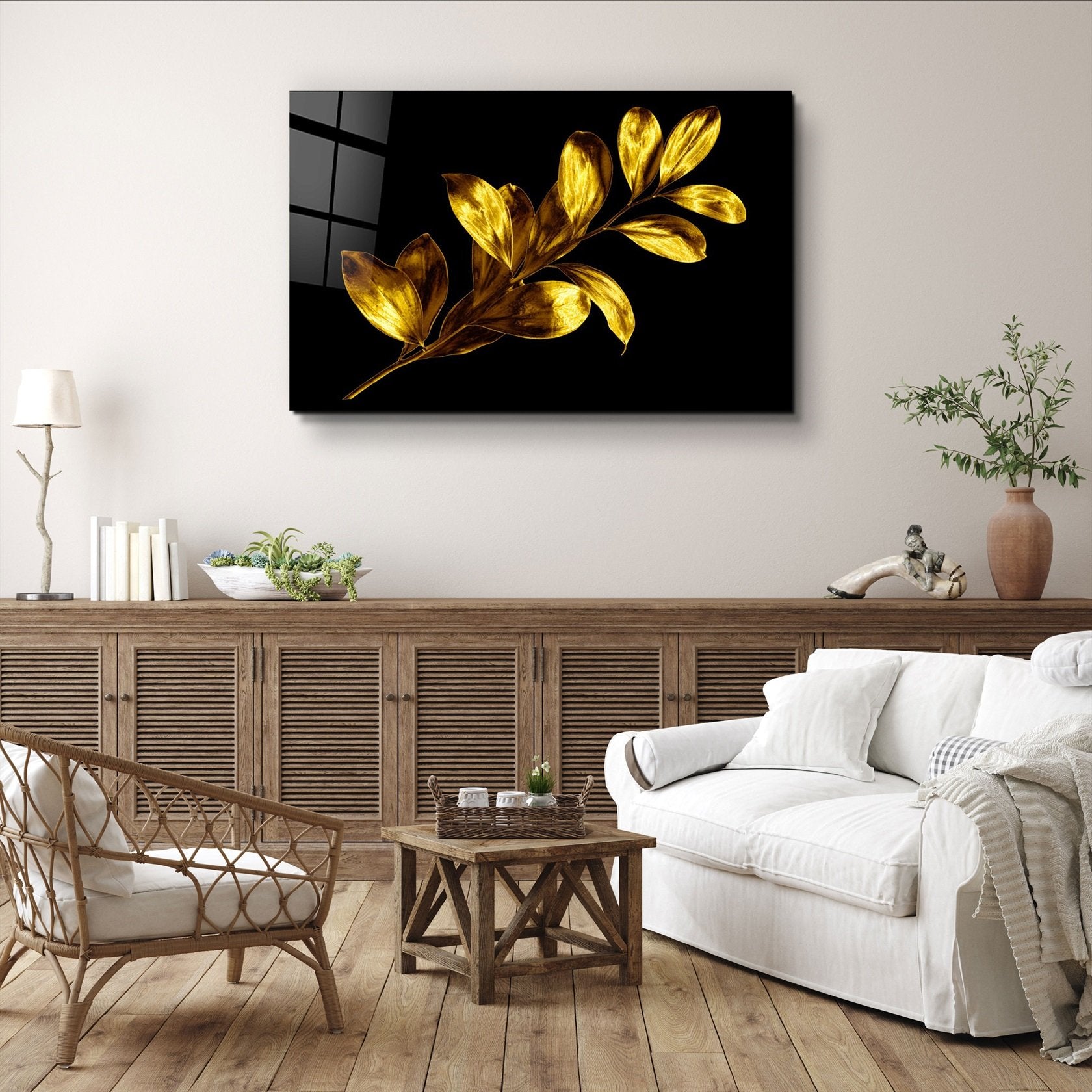 ・"Feuille d'Or"・Art Mural en Verre