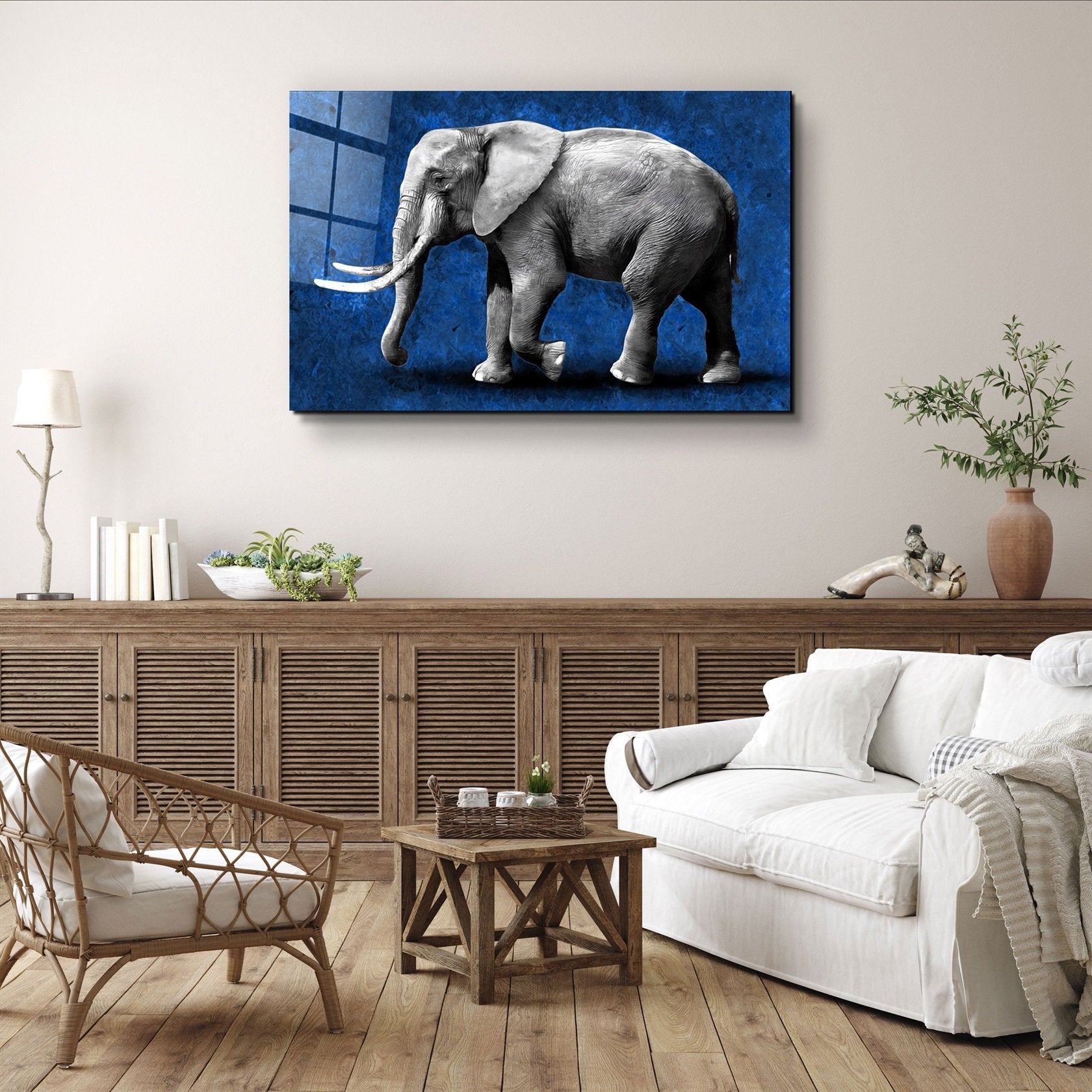 ・„Elephant Blue“・<tc>Glasbild</tc>