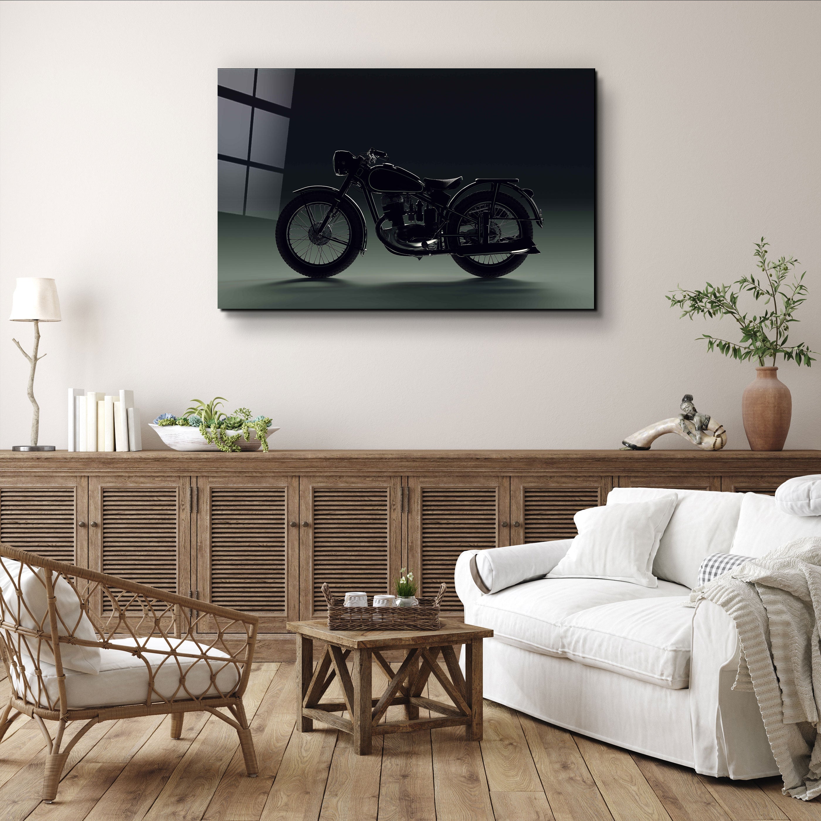 ・"Old Biker"・Designer's Collection Glass Wall Art