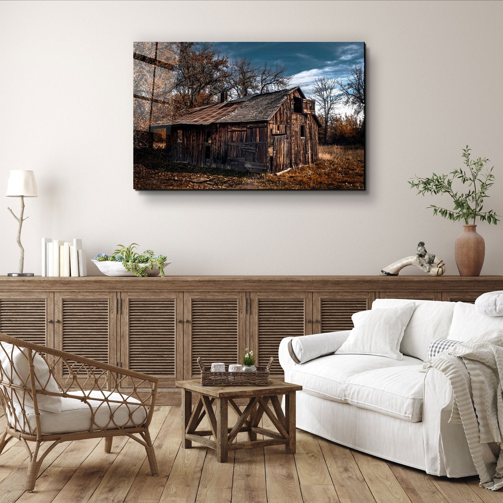 ・"Wooden Old House"・Glass Wall Art