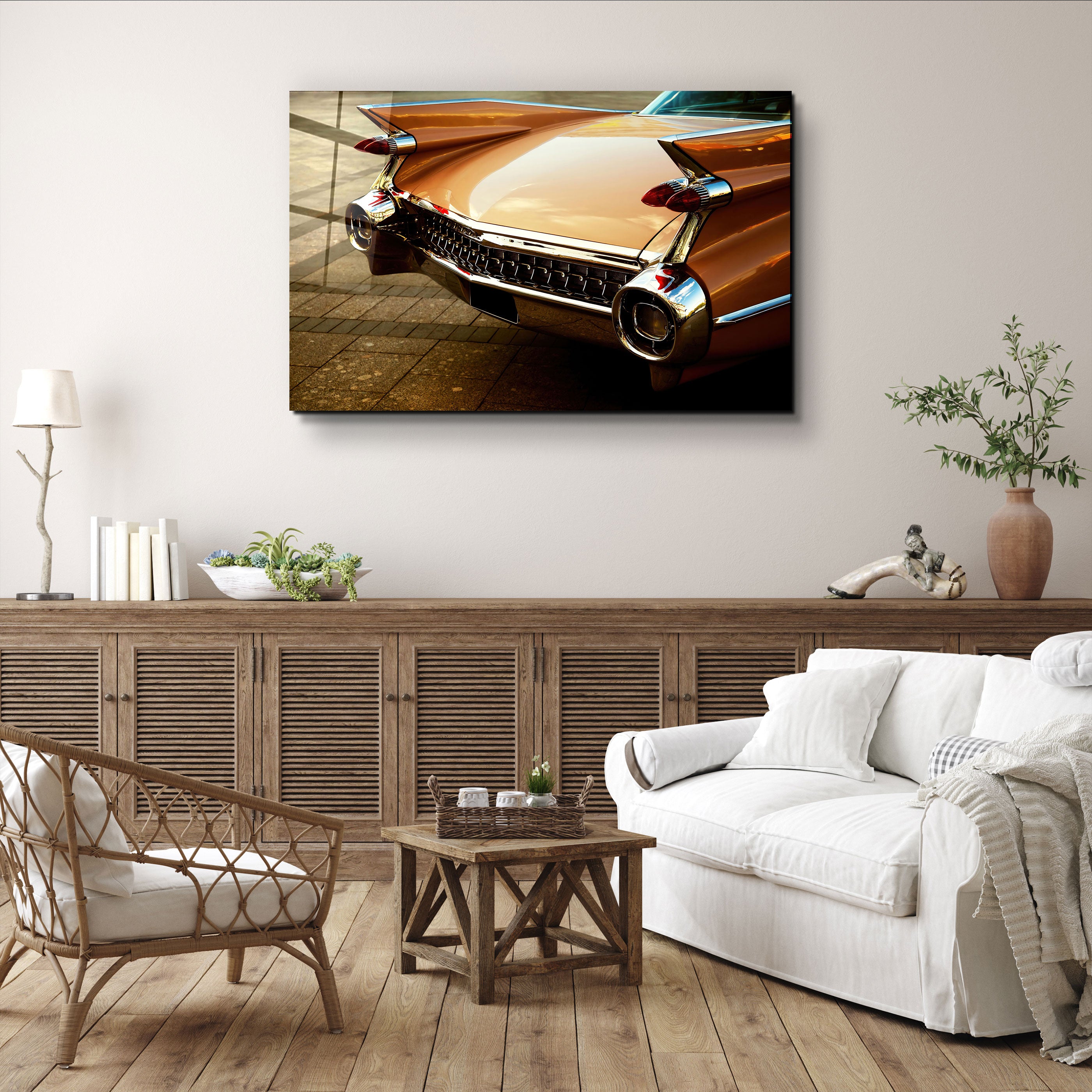 ・"Voiture ancienne de Cuba"・Art mural en verre