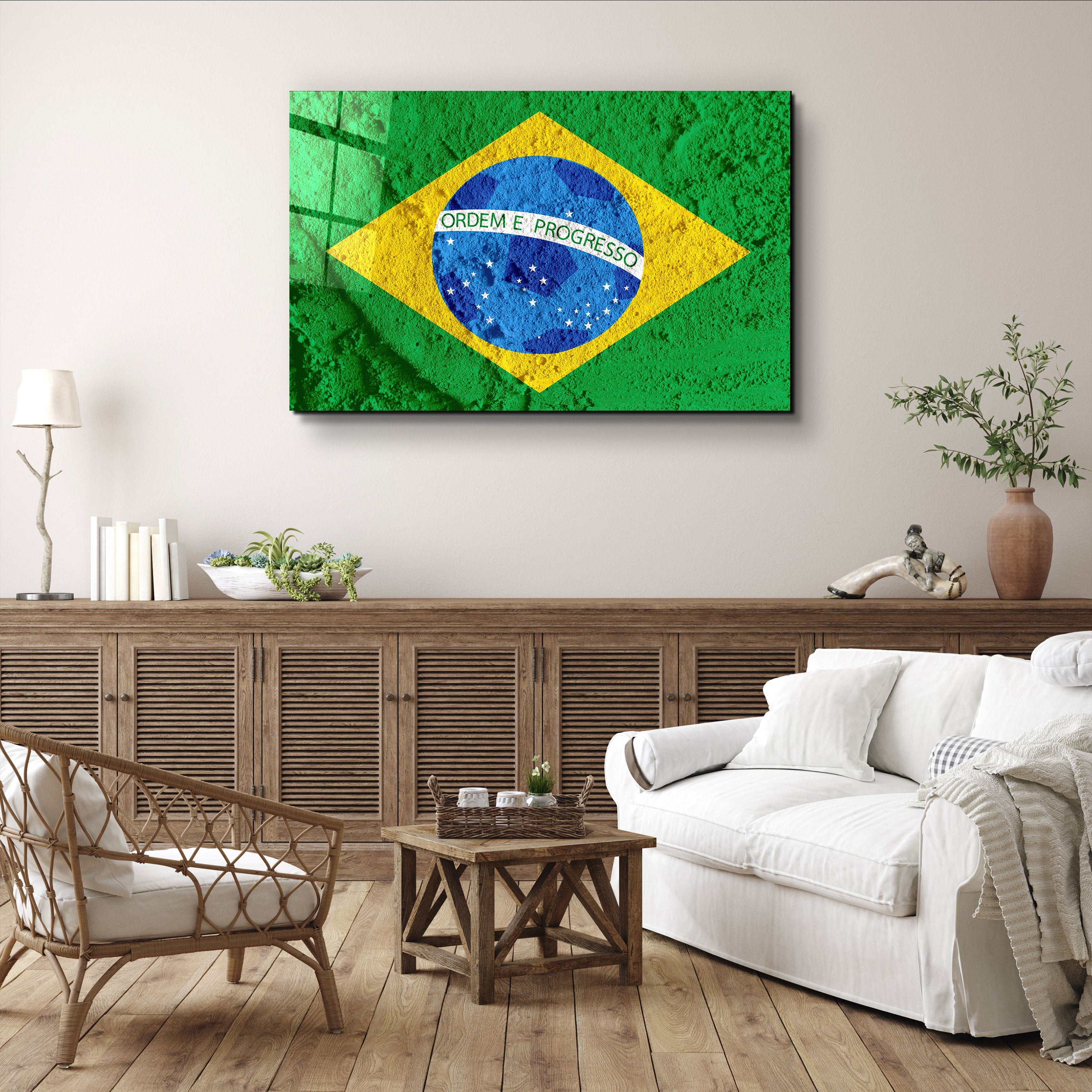 ・"Flag Of Brazil"・Glass Wall Art