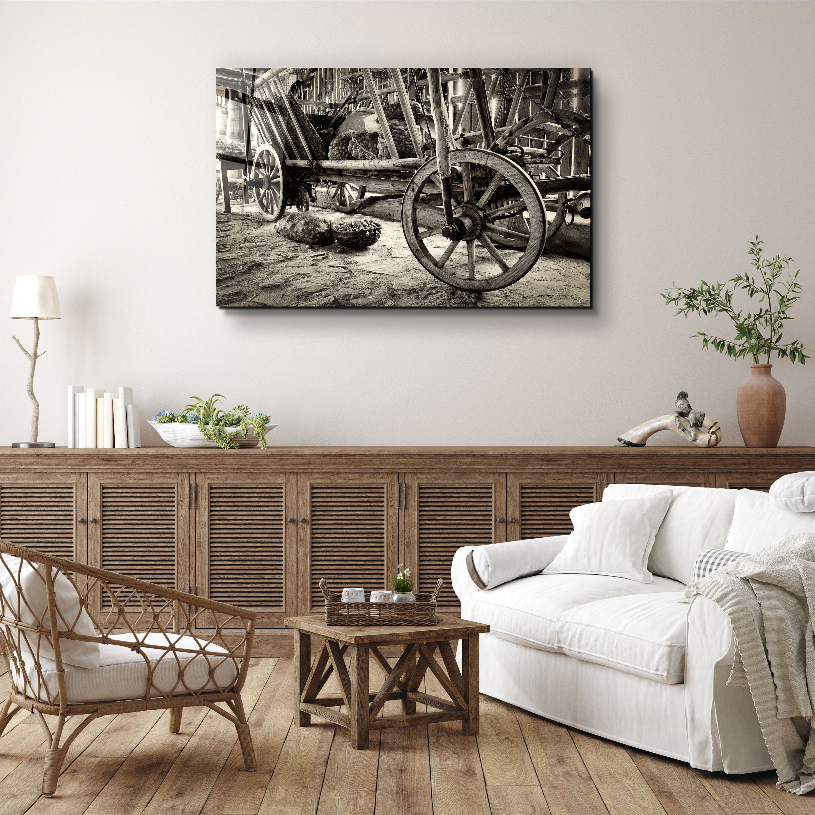 ・"Old Wheel Cart"・Glass Wall Art