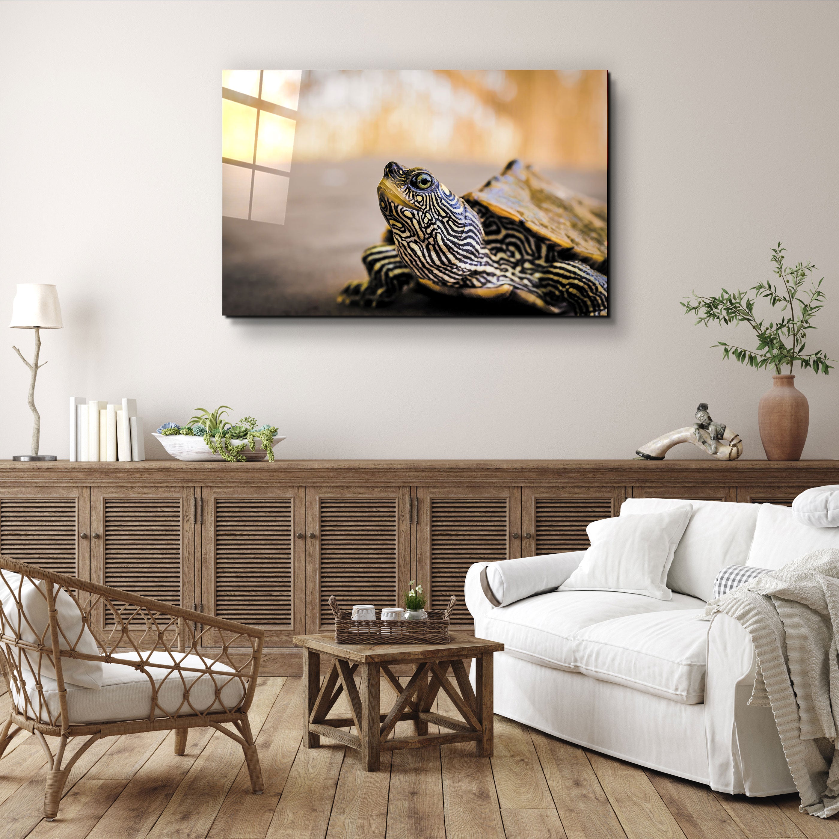 ・"Tortue rayée"・Art mural en verre