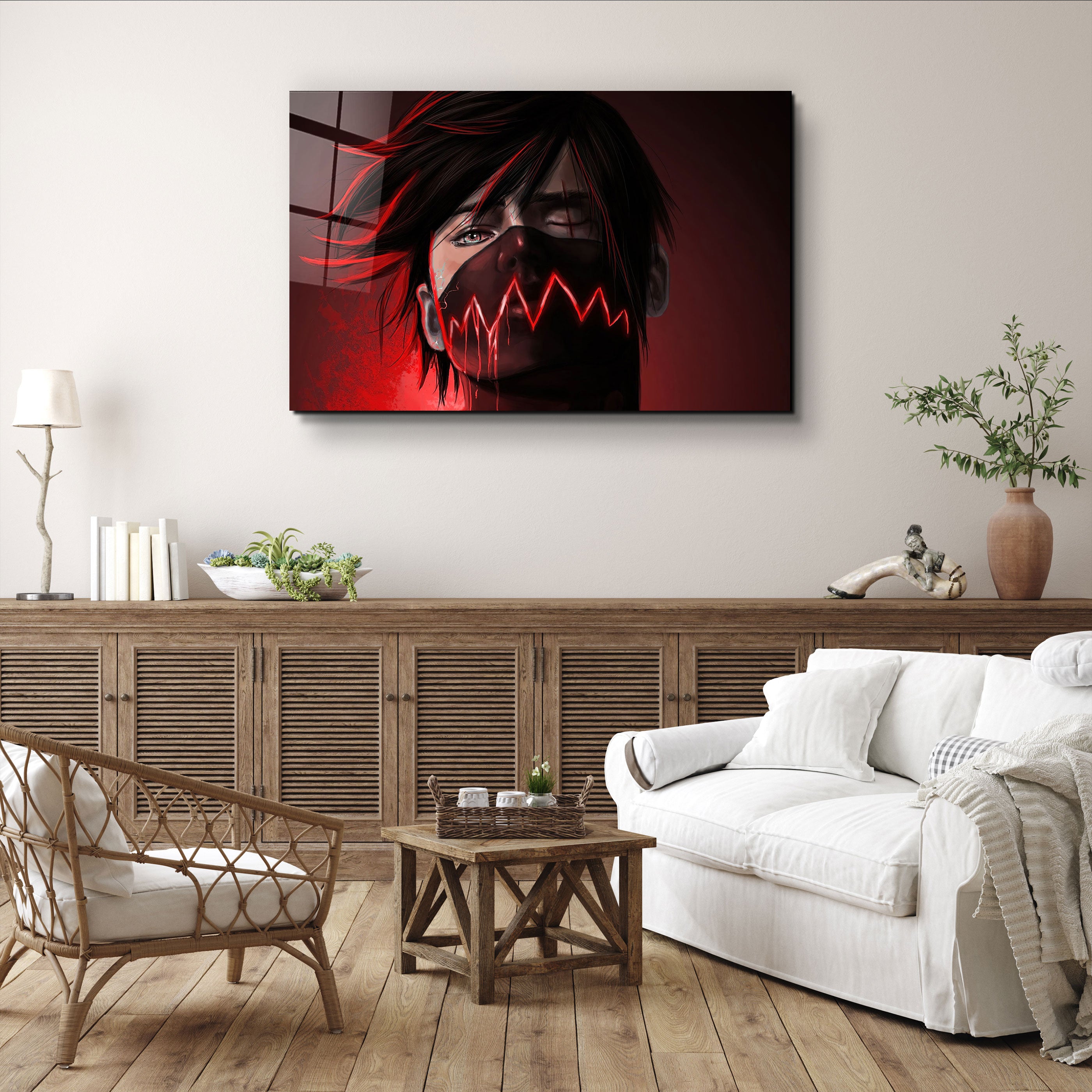 ・"The Evil Behind The Red"・Glass Wall Art