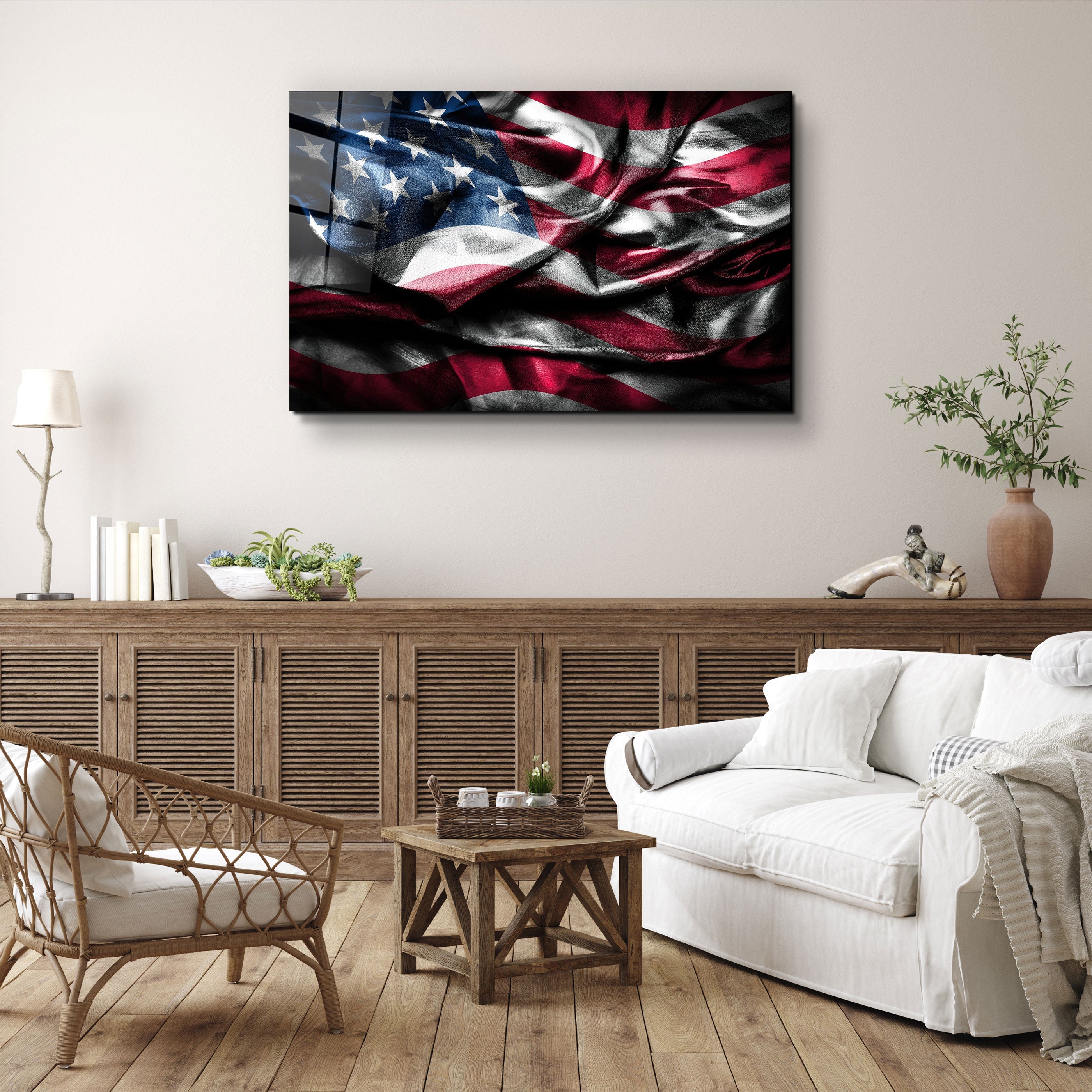 ・"Flag of the U.S."・Glass Wall Art