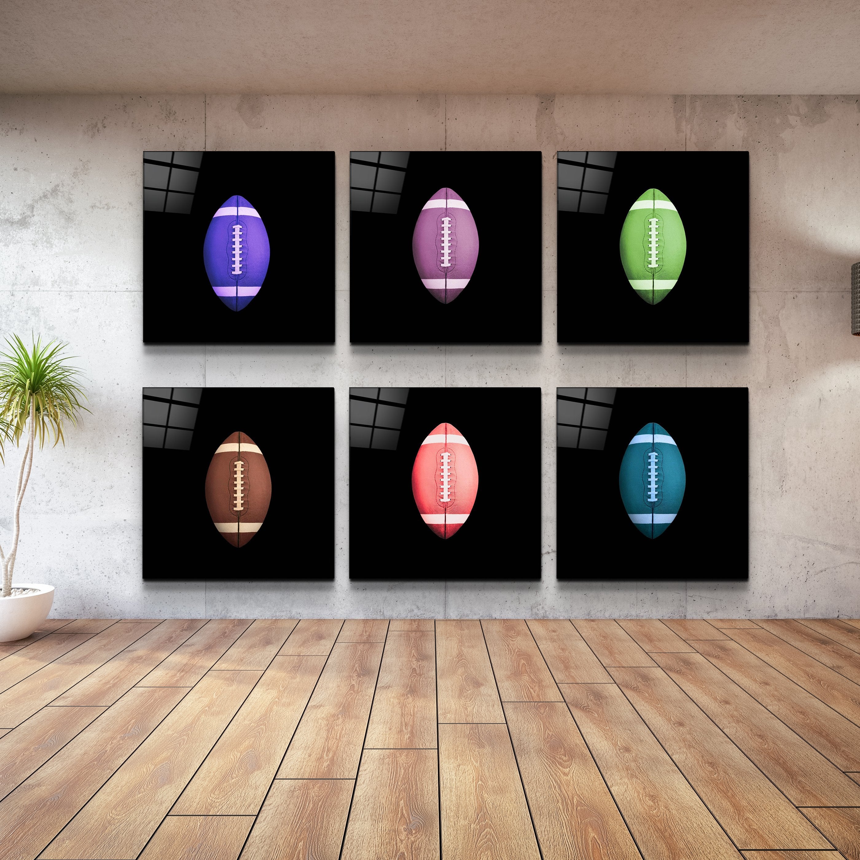 ."Recolored Designs - American Football". Glass Wall Art