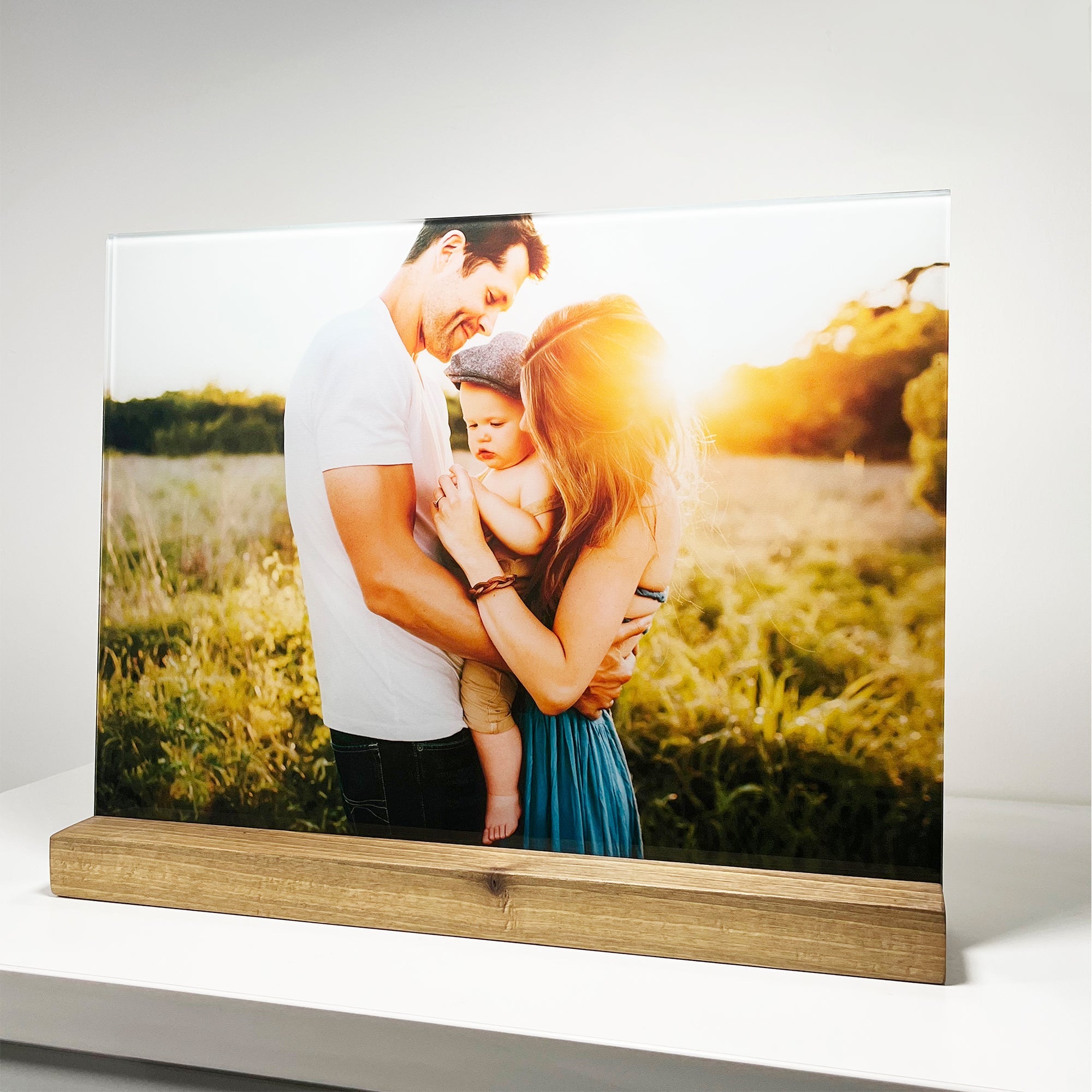 Custom Glass Printing With Wooden Stand